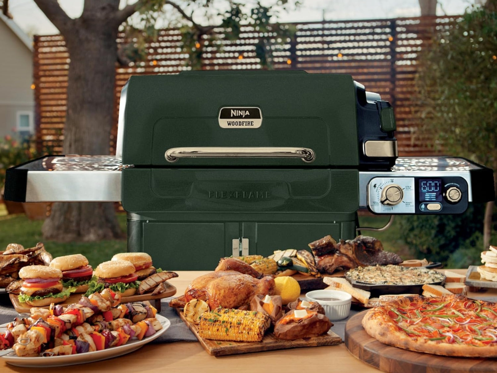 Parrilla Eléctrica Híbrida FlexFlame 5 en 1 para Exteriores Ninja #Color_Verde