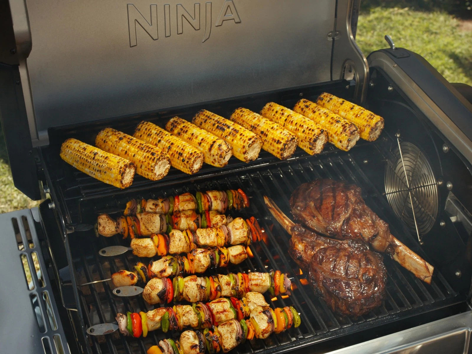 Parrilla Eléctrica Híbrida FlexFlame 5 en 1 para Exteriores Ninja #Color_Negro