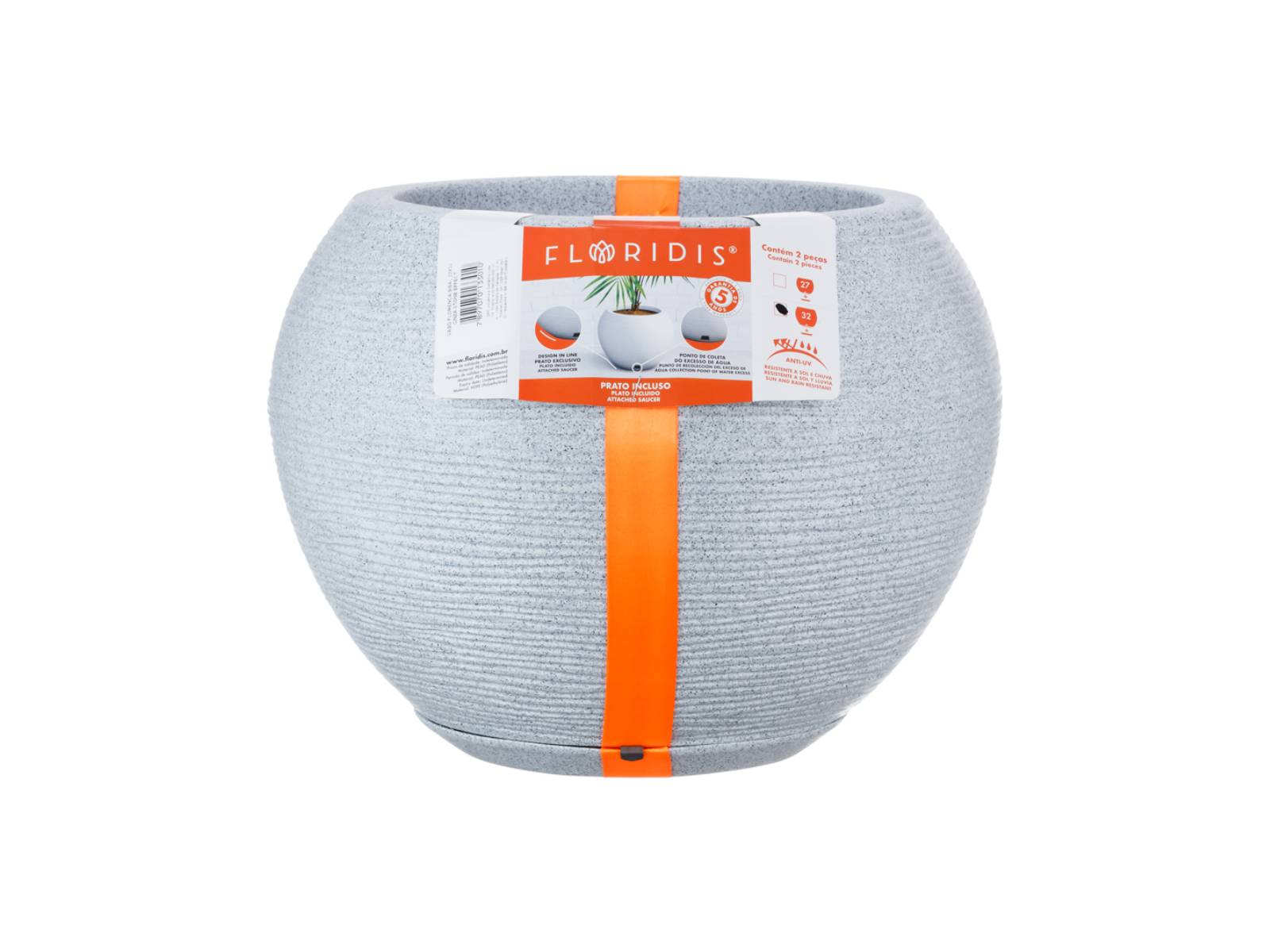 Maceta Florencia Sisal 32 x 32 cm C/Cemento Floridis