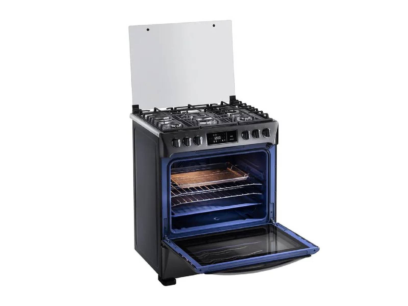 Cocina A Gas Smart Niza Zafiro 5 Quemadores Negra 30" Indurama