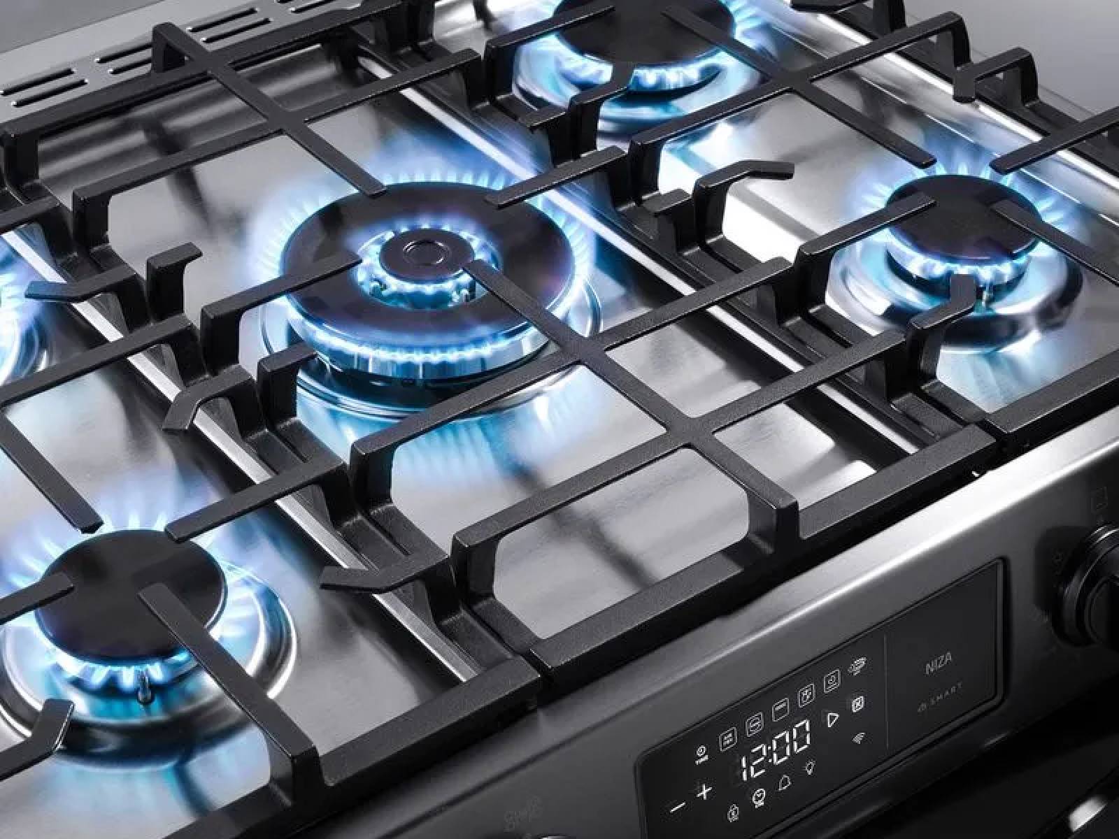 Cocina A Gas Smart Niza Zafiro 5 Quemadores Negra 30" Indurama