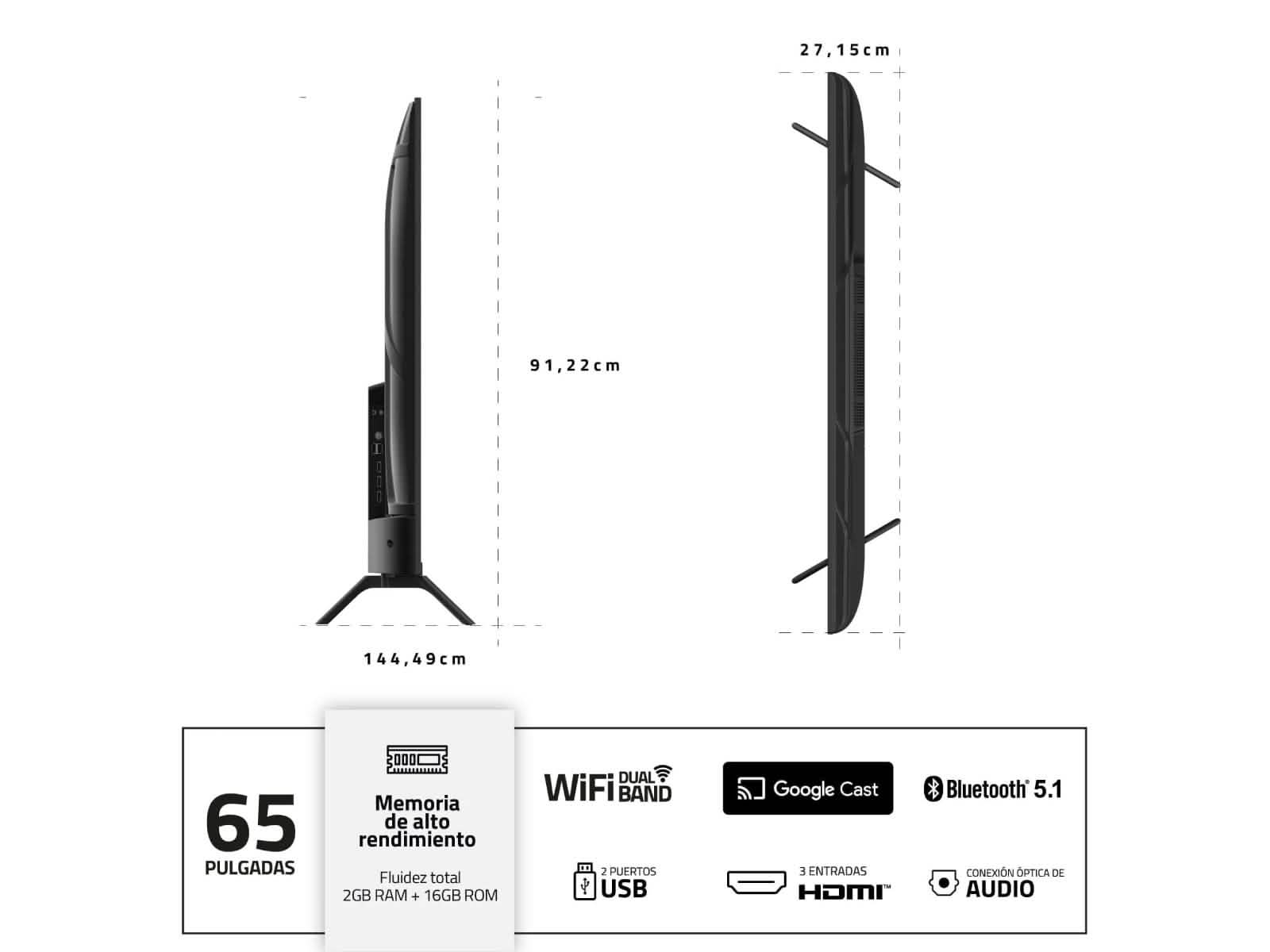 Televisor 65" QLED UHD 4k Google Tv | Indurama