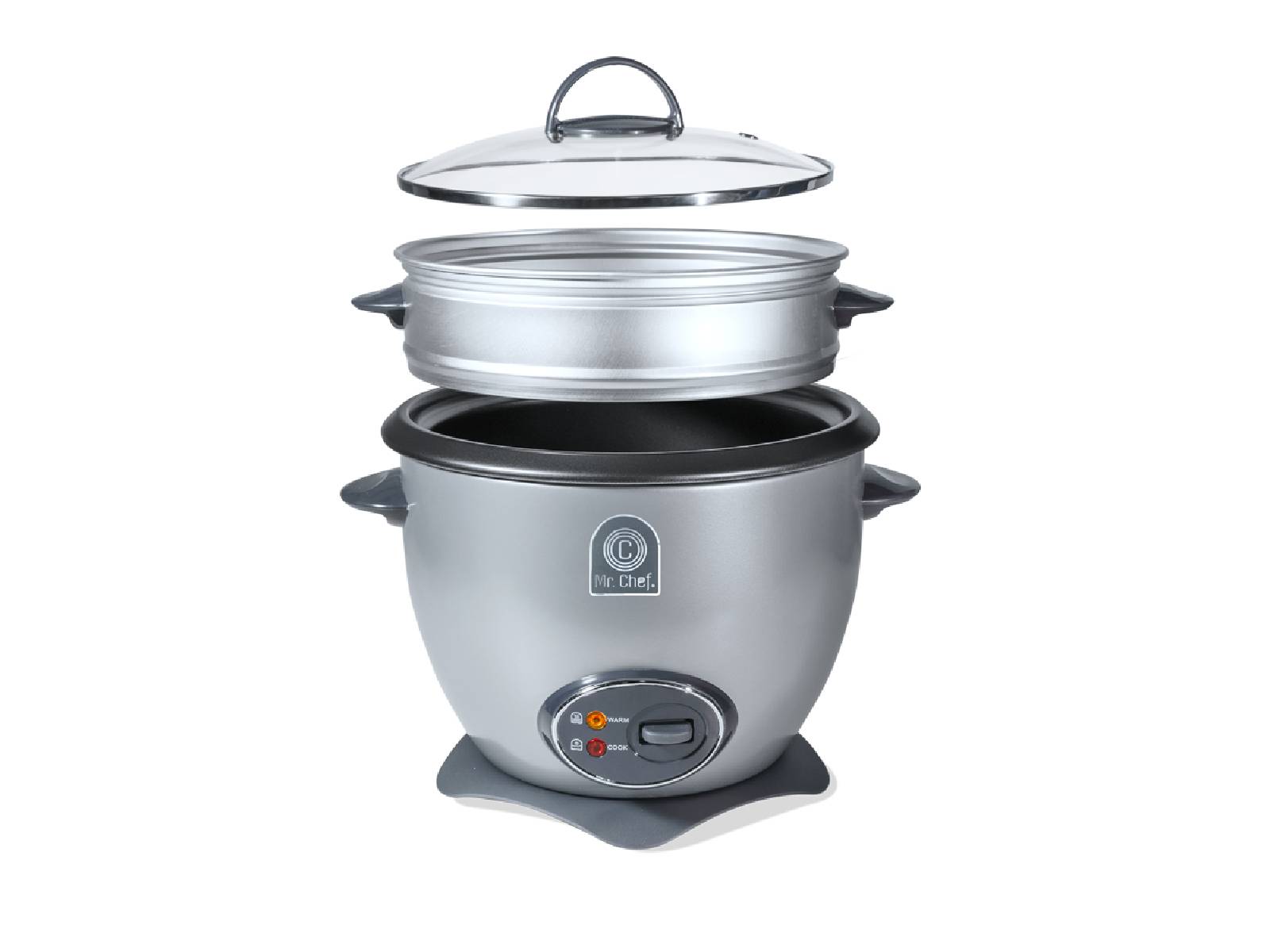 Olla Arrocera Cooker + Steamer 2.2 Lts Silver BP