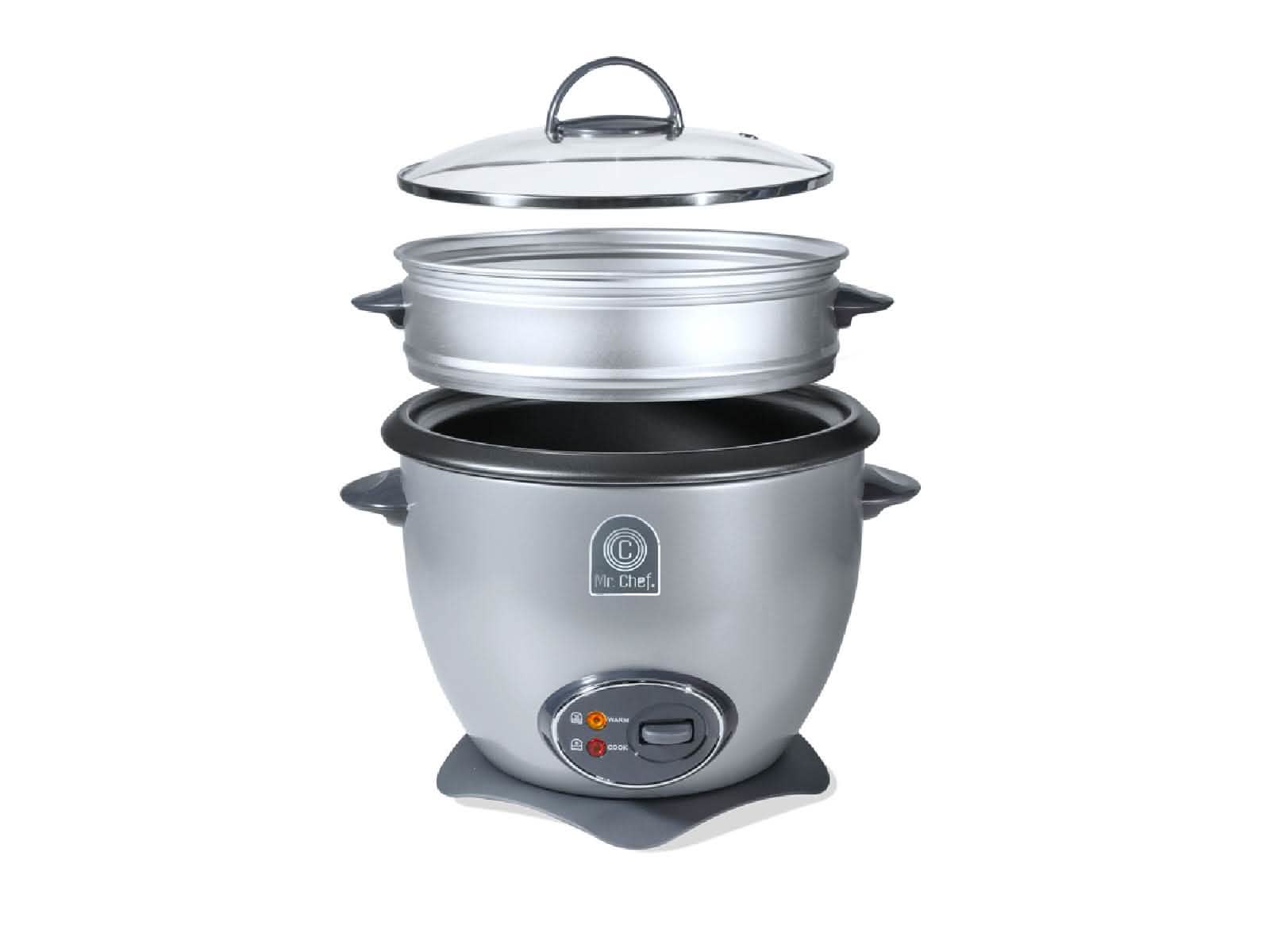 Olla Arrocera Cooker + Steamer 2.2 Lts Silver BP