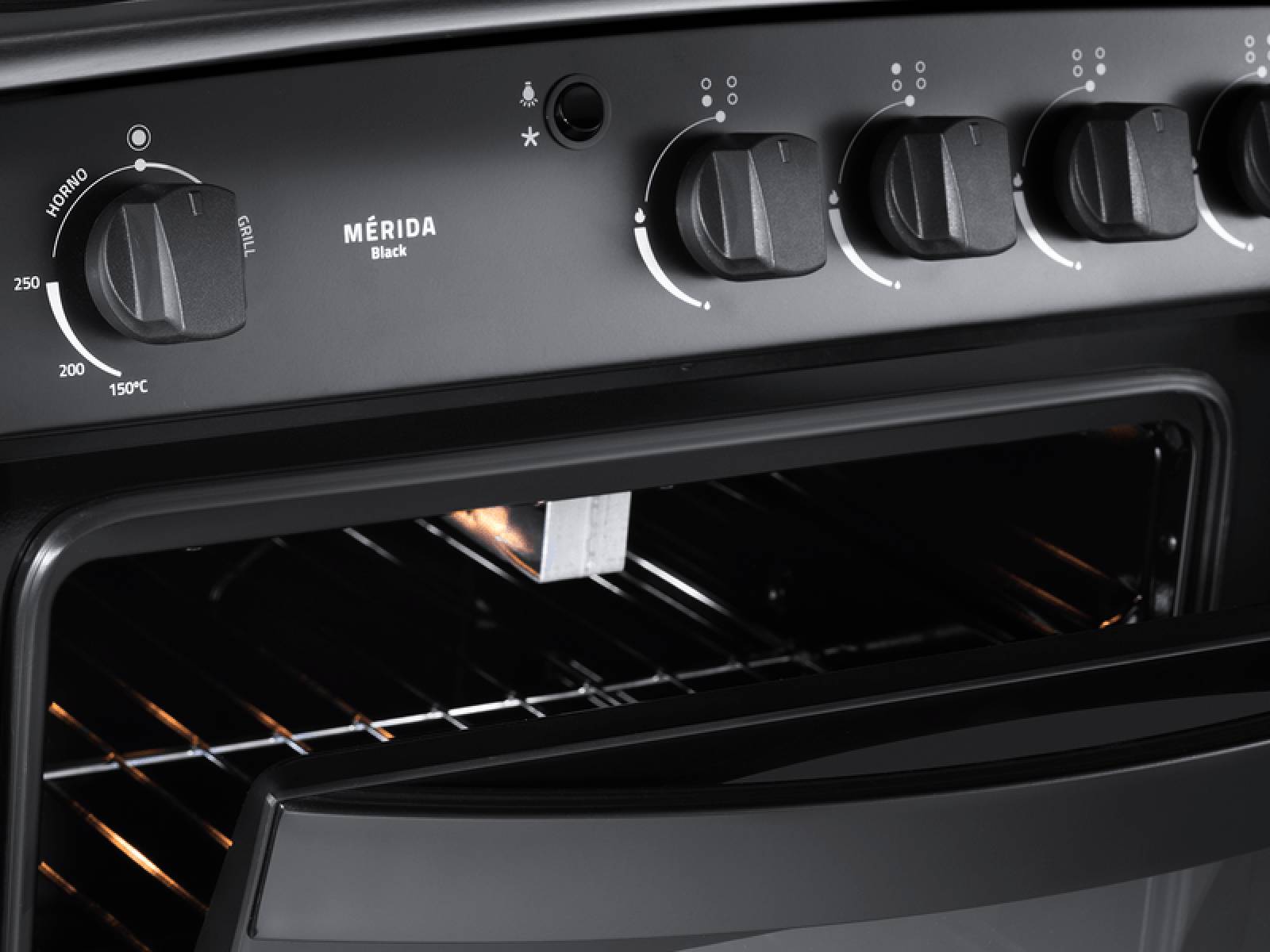 Cocina a Gas Mérida Black Quarzo 4 Quemadores Indurama