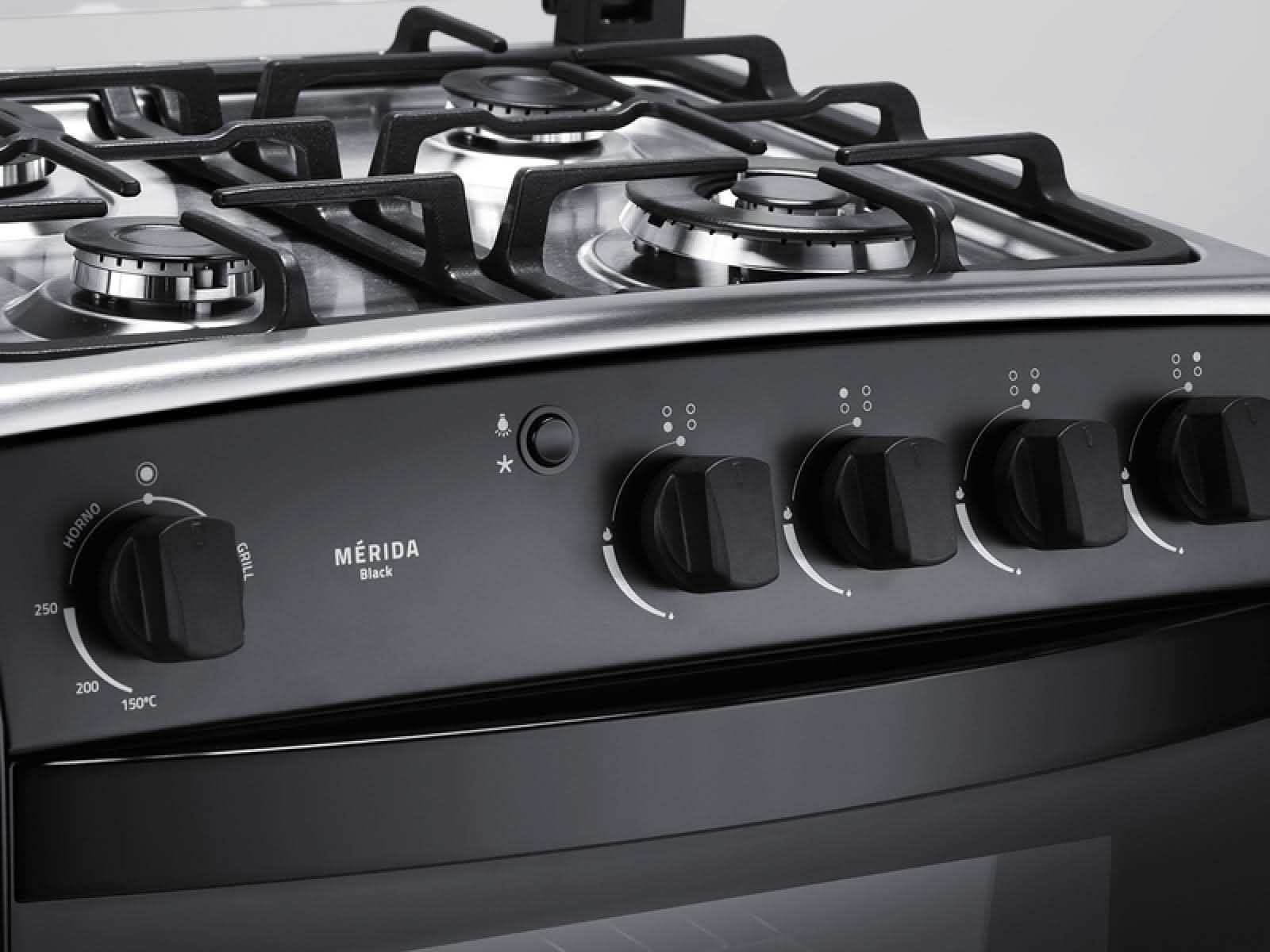 Cocina a Gas Mérida Black Quarzo 4 Quemadores Indurama