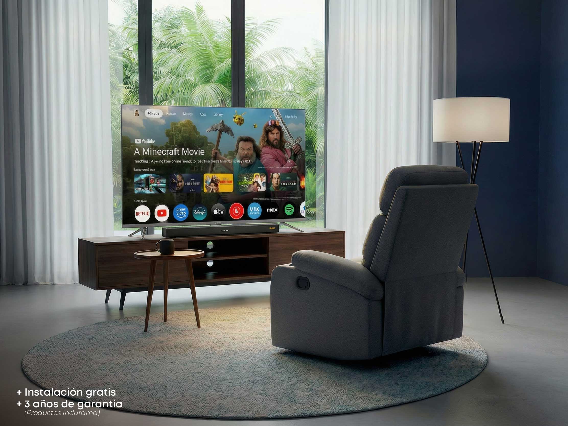 Recliner Clio + Tv Indurama 58 + Barra de Sonido Indurama