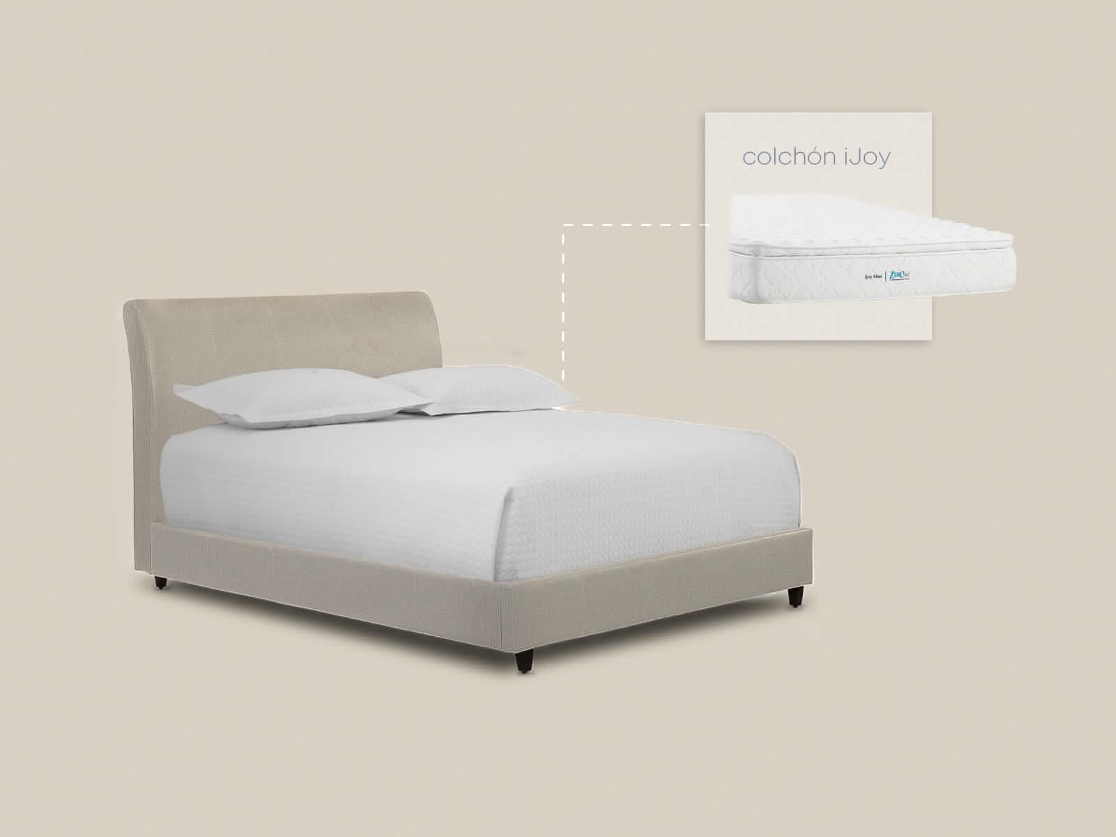 Set Cama Messina Beige + Colchón Ijoy Full