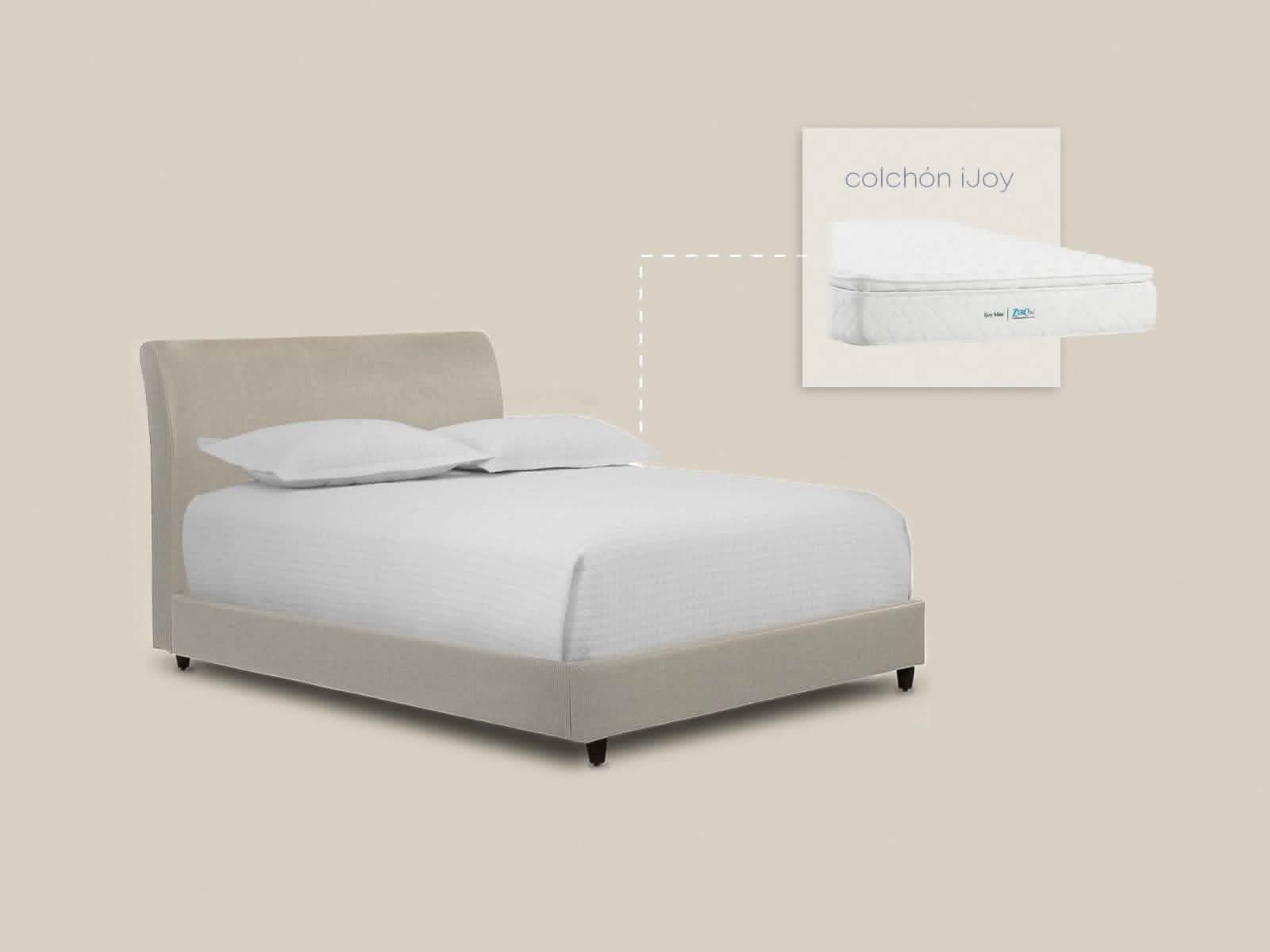 Set Cama Messina Beige + Colchon Ijoy King