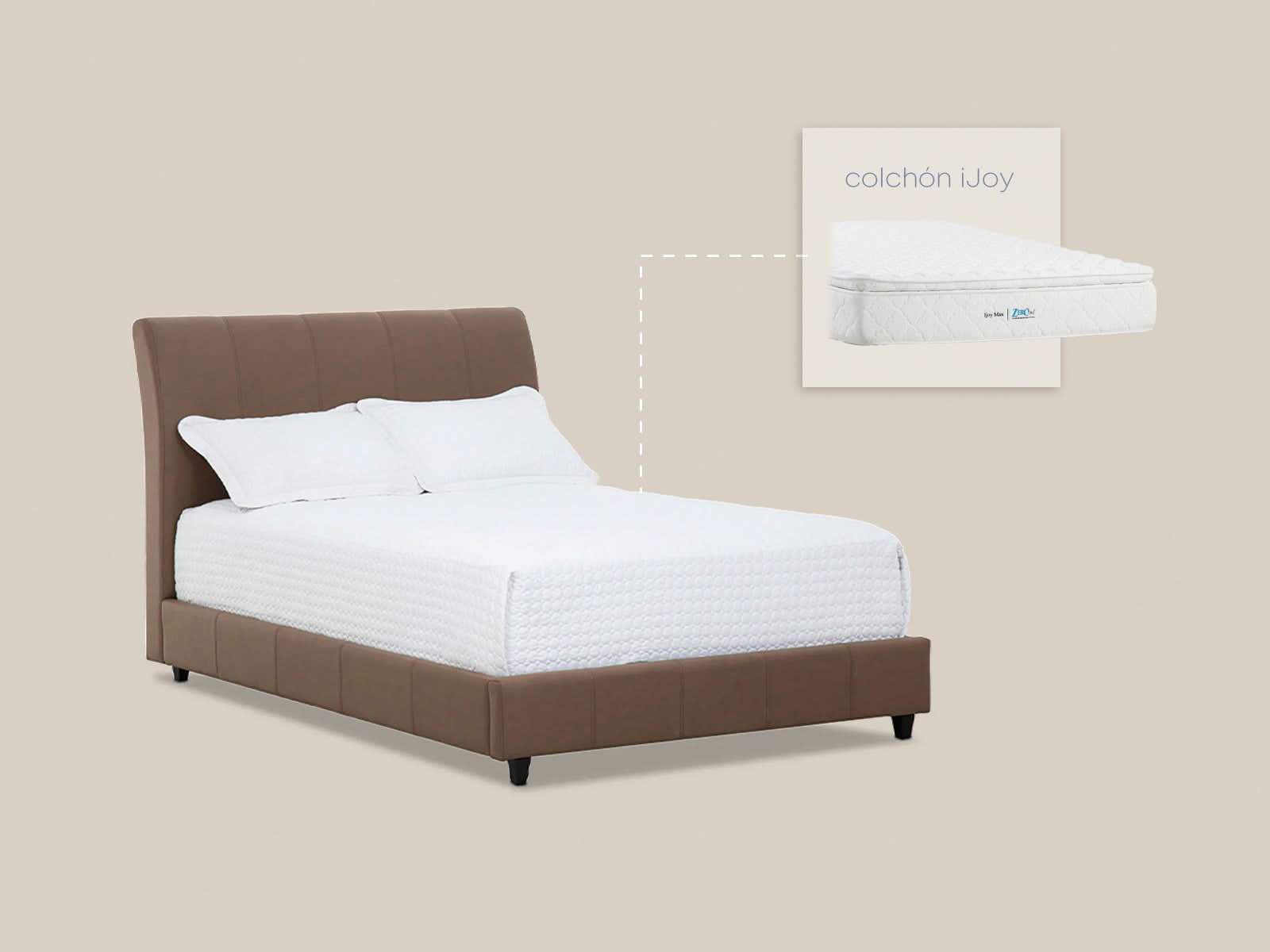 Set Cama Messina Caramelo + Colchon Ijoy Queen