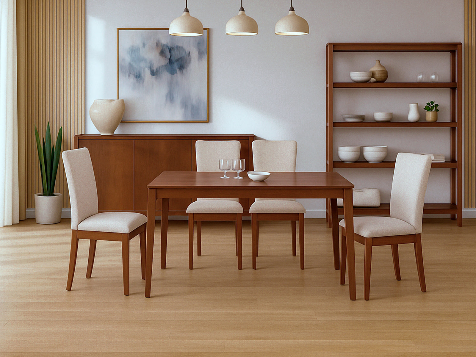 Comedor Milo Cuadrado + 4 Sillas Amur