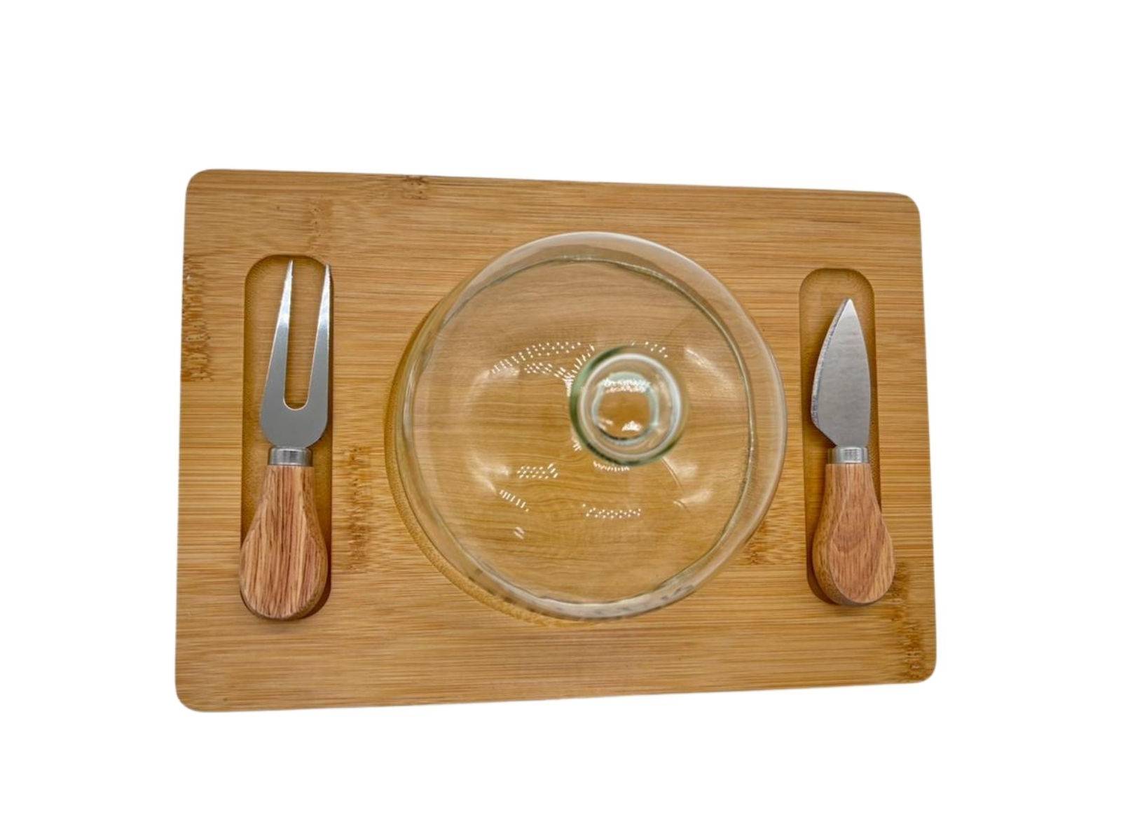 Set Tabla para Quesos de Bambú con Cúpula de Vidrio Warenhaus