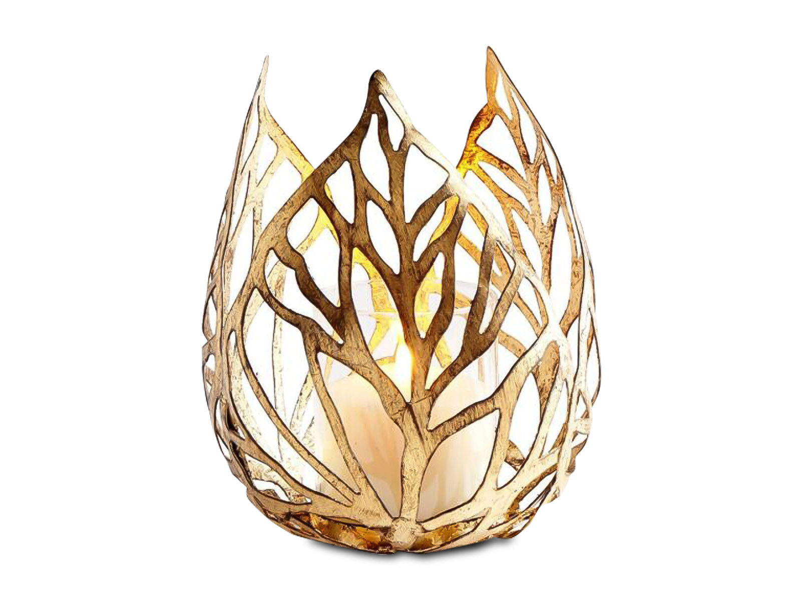 Candelabro Hojas Alto C/Dorado