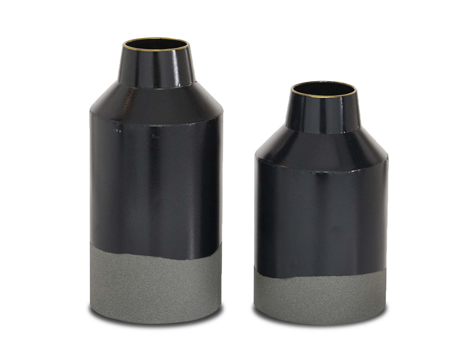 Set x2 Floreros Decorativos Metalicos C/Negro