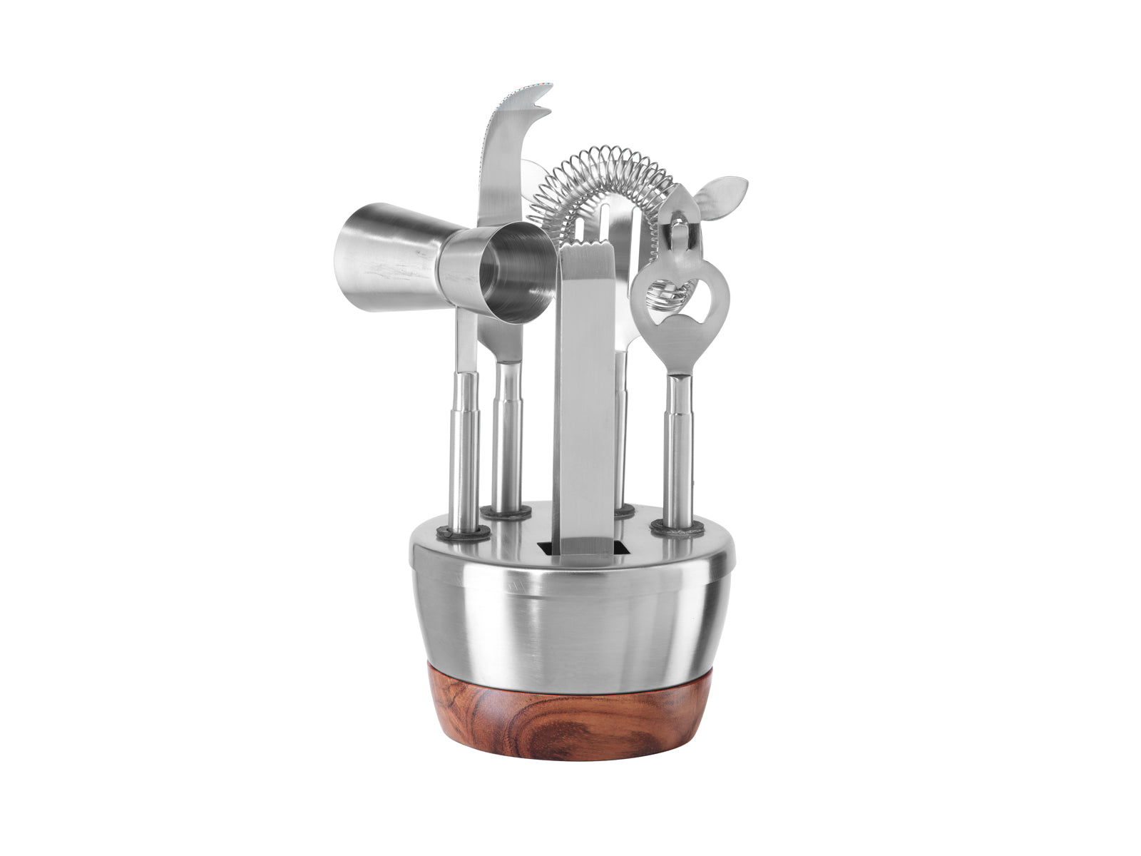 Set Cocktelero 6 Pcs con Madera C/Plata Oggi