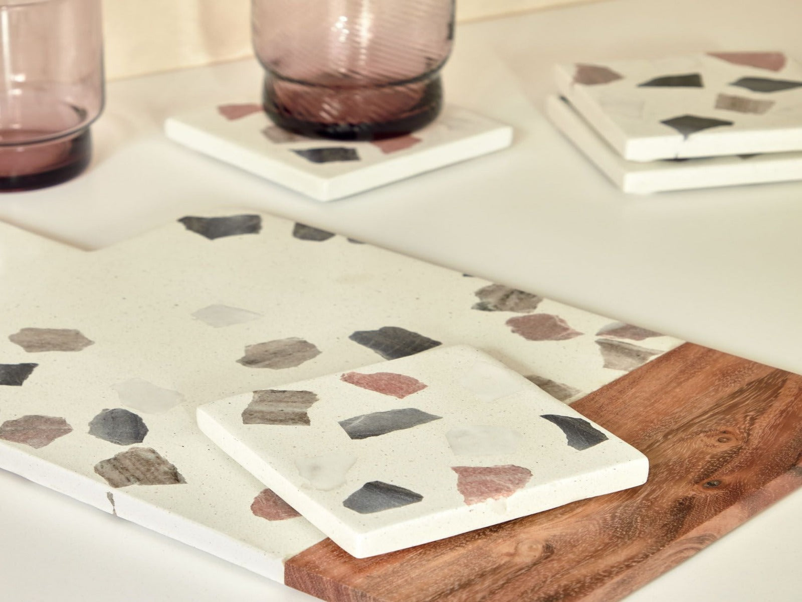 Set Temira de Posavasos de Terrazo C/ Multicolor