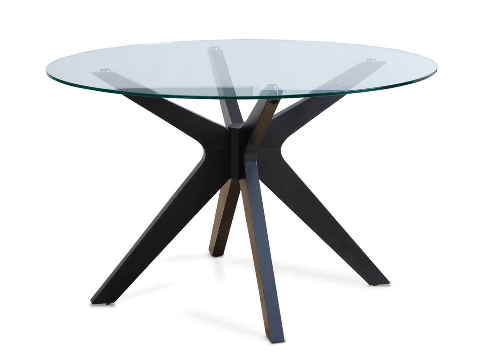 Mesa Comedor Circular Bacoli Vidrio Patas Negras