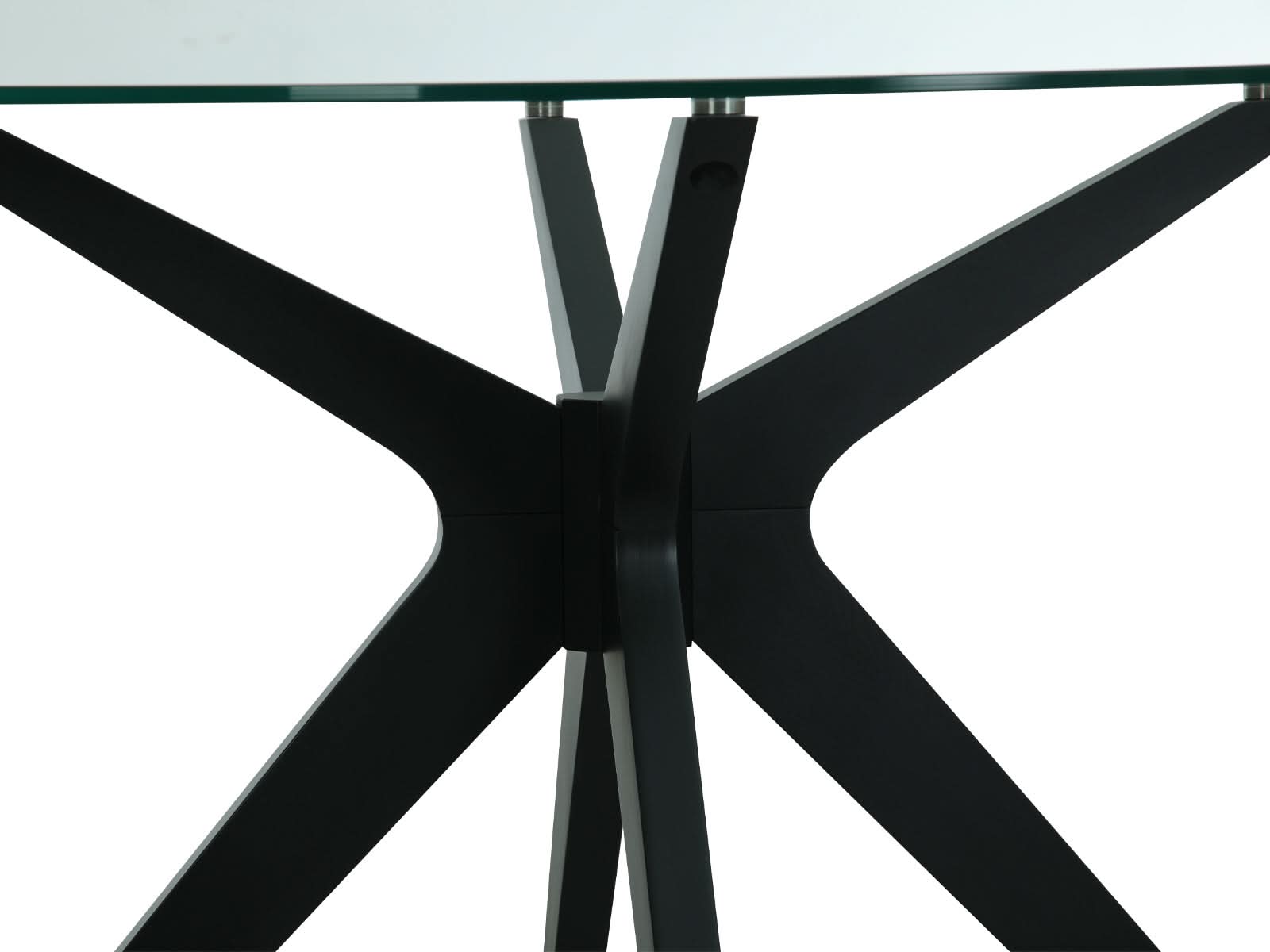 Mesa Comedor Circular Bacoli Vidrio Patas Negras