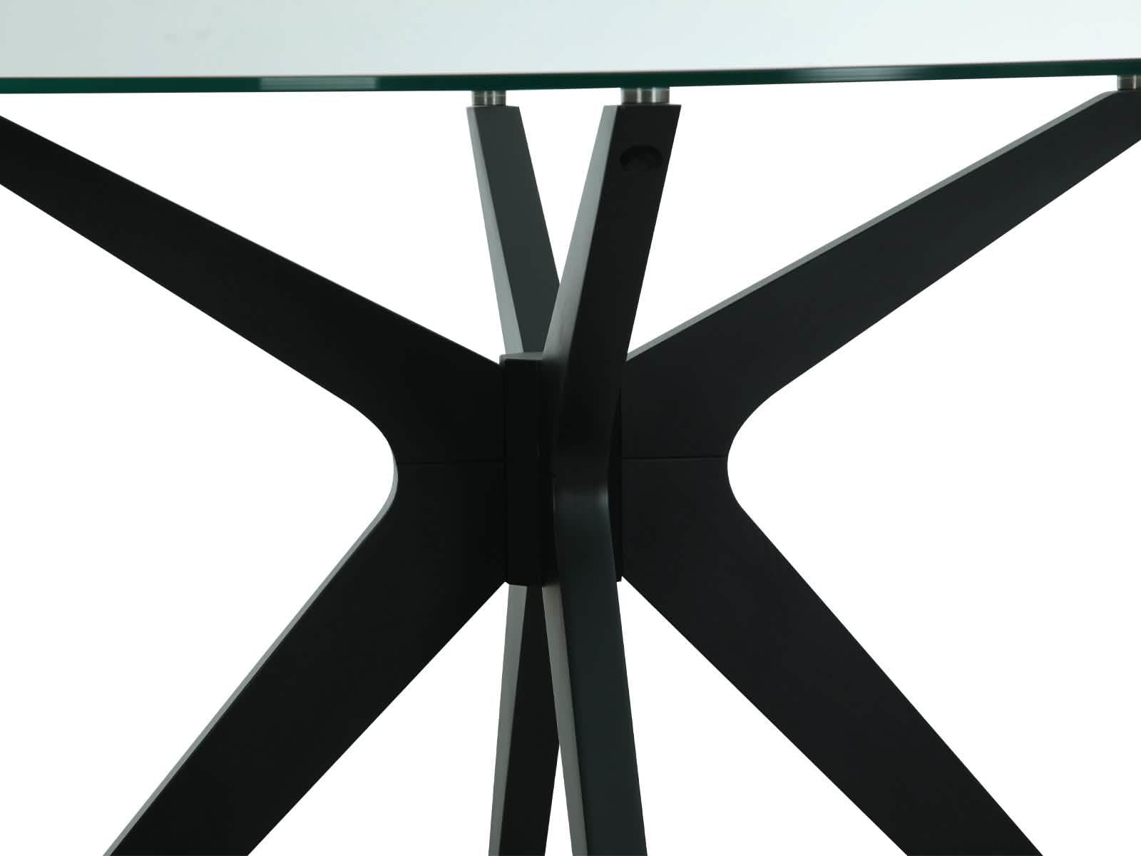 Mesa Comedor Circular Bacoli Vidrio Patas Negras