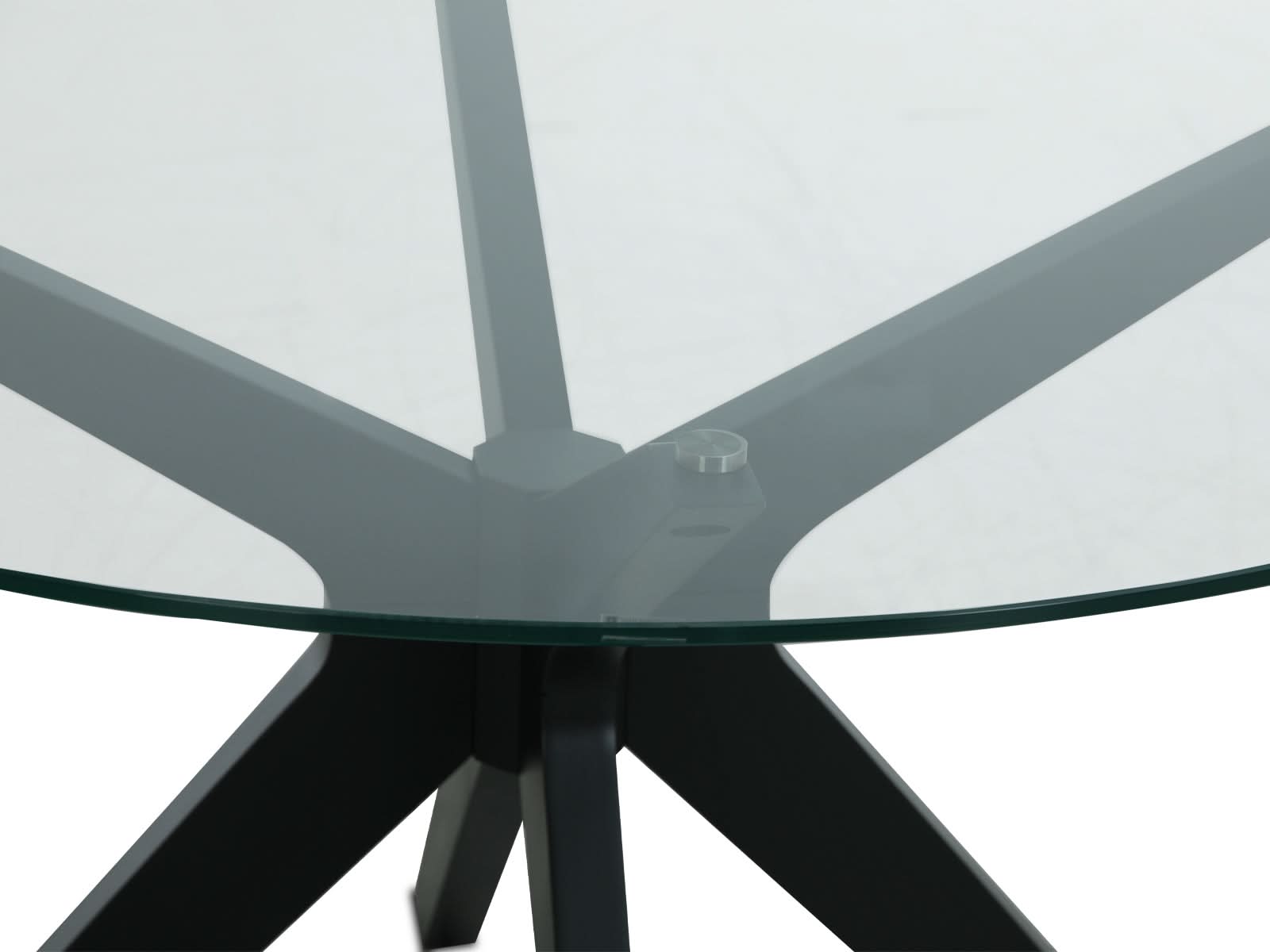 Mesa Comedor Circular Bacoli Vidrio Patas Negras