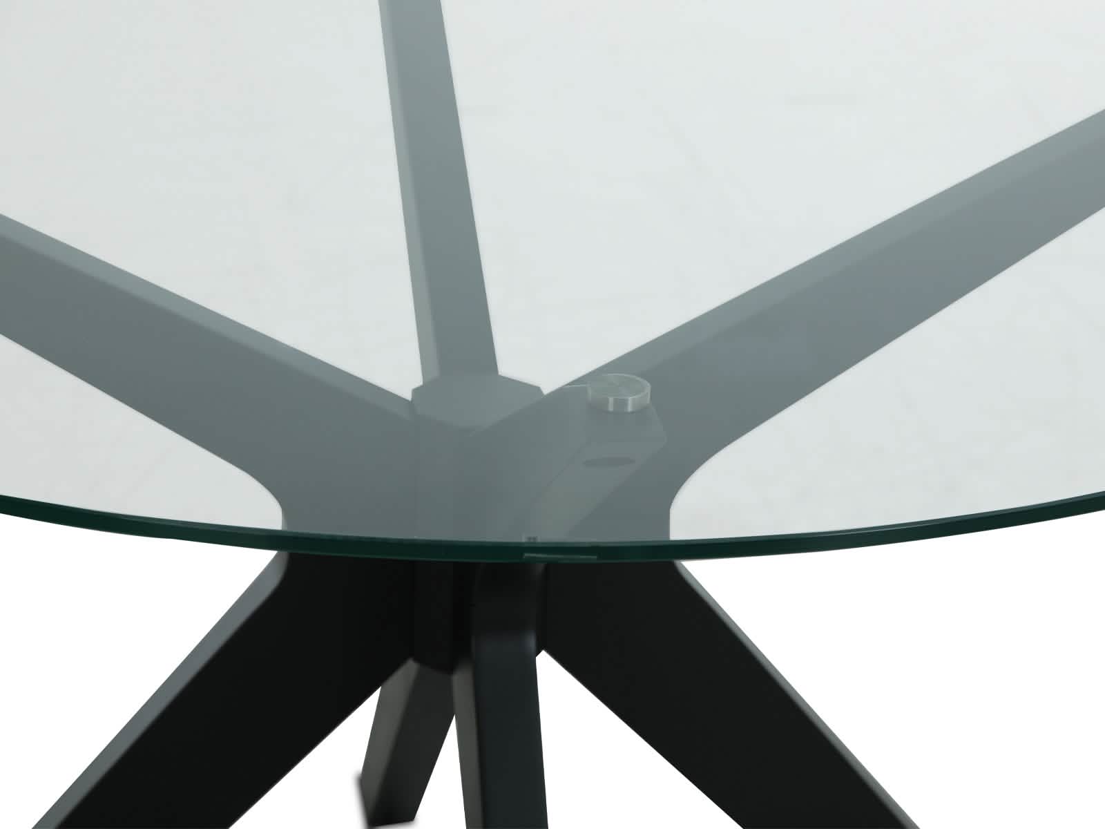 Mesa Comedor Circular Bacoli Vidrio Patas Negras