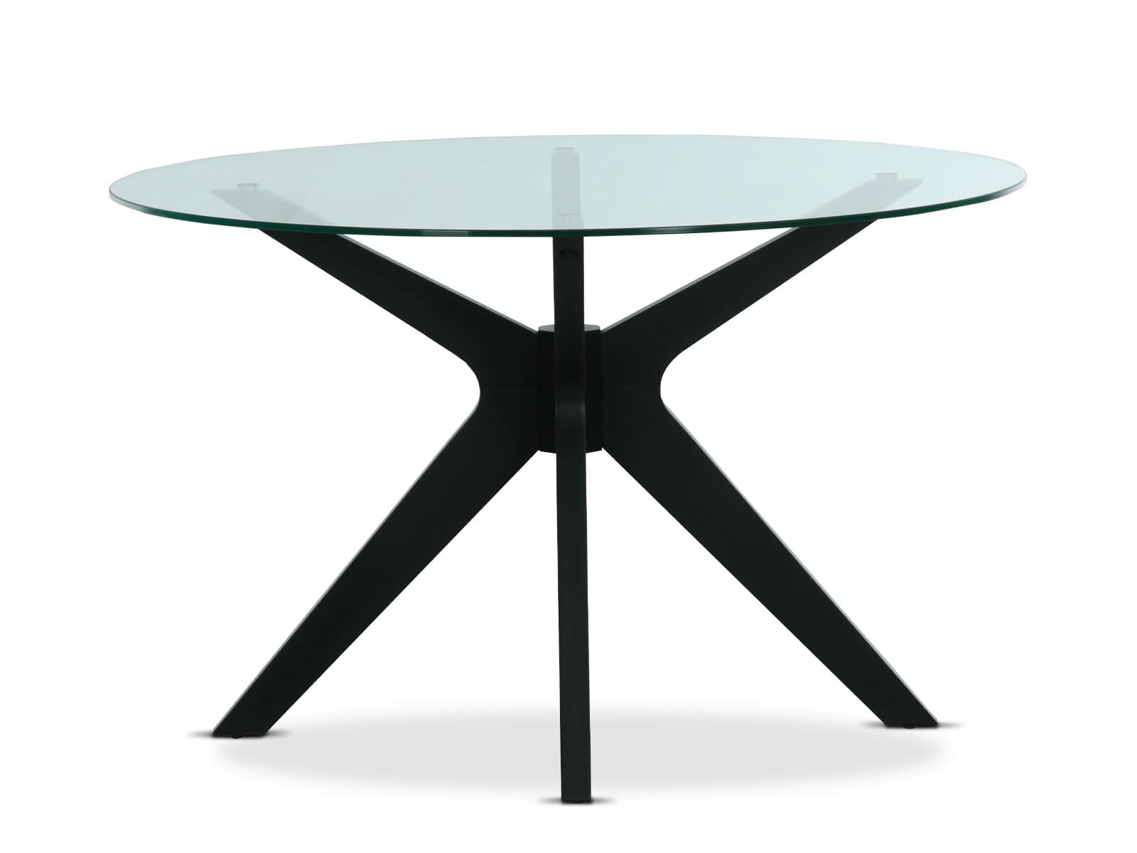 Mesa Comedor Circular Bacoli Vidrio Patas Negras