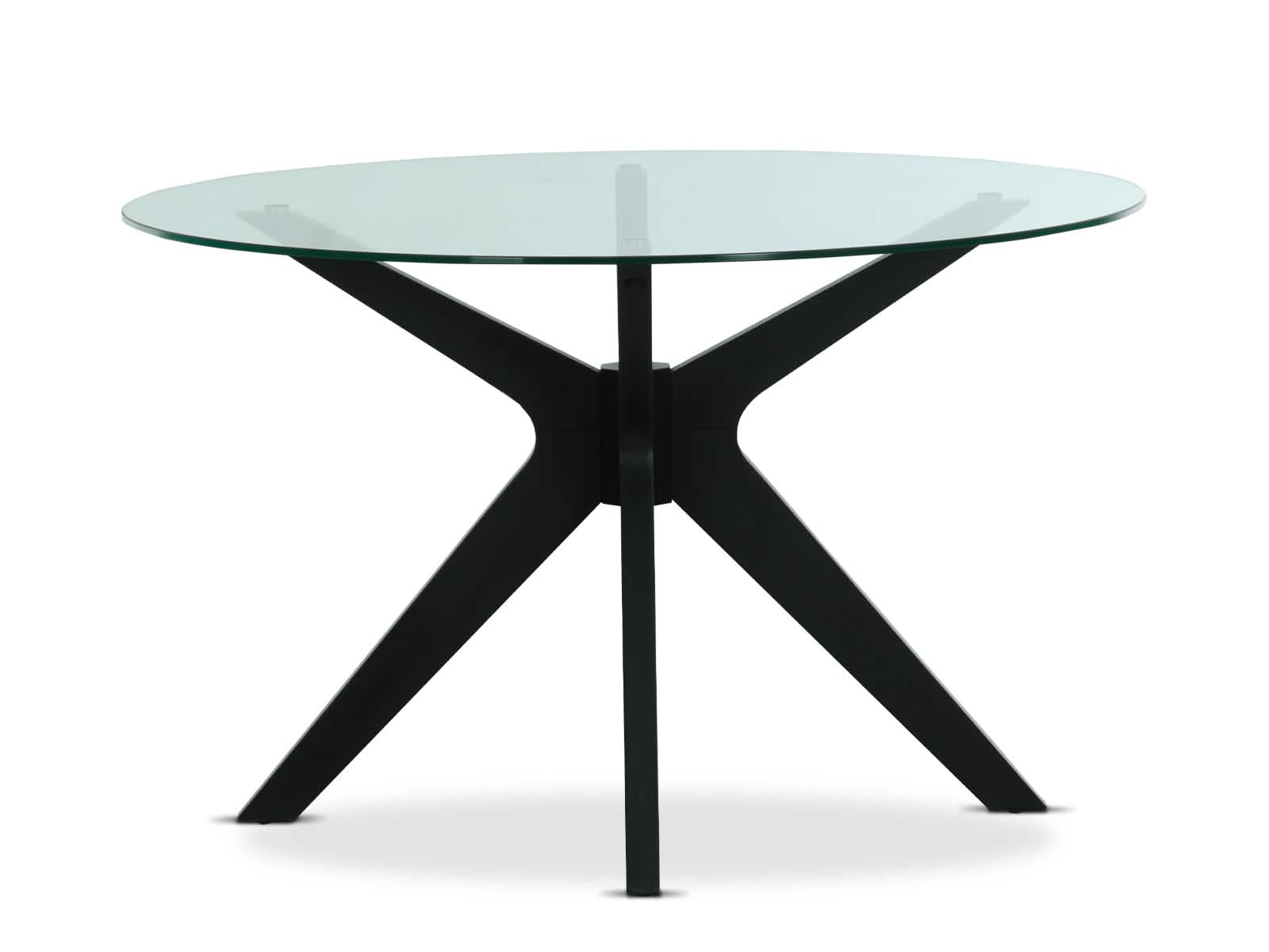 Mesa Comedor Circular Bacoli Vidrio Patas Negras