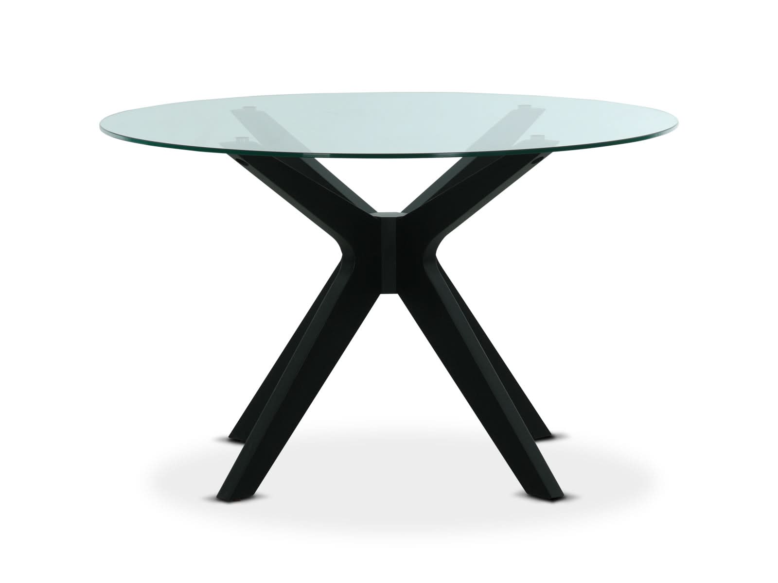 Mesa Comedor Circular Bacoli Vidrio Patas Negras