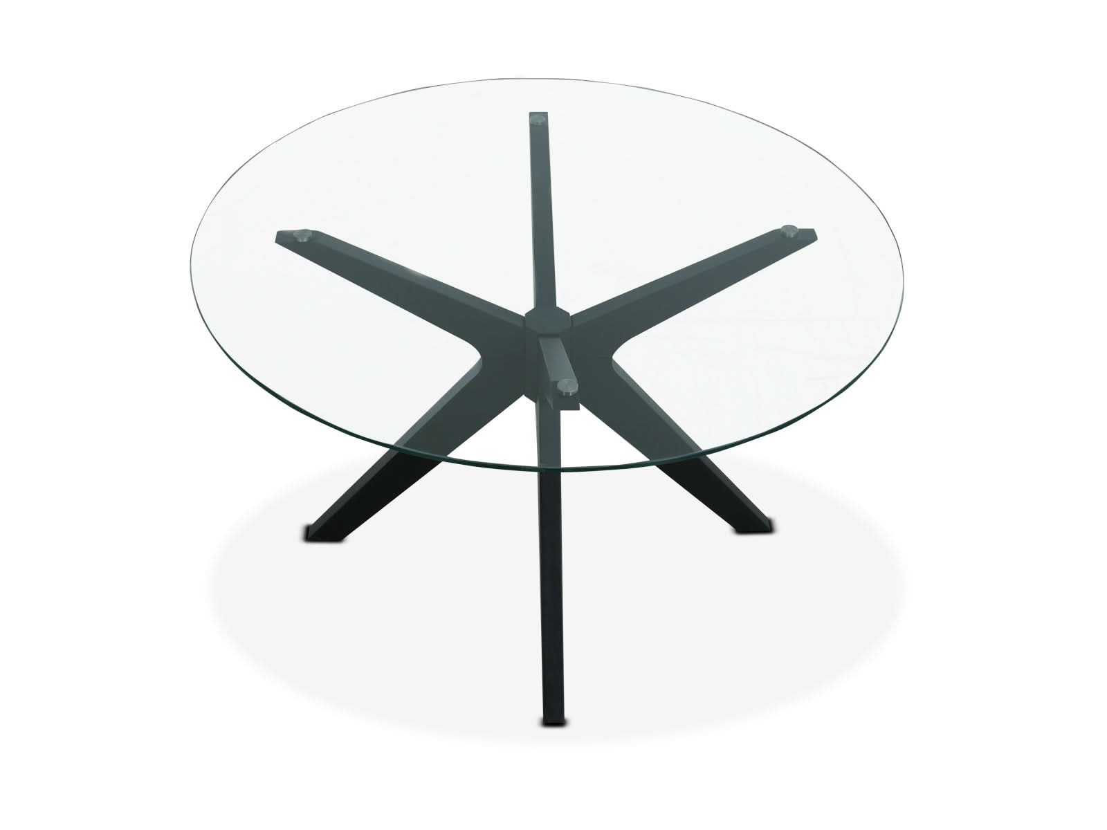 Mesa Comedor Circular Bacoli Vidrio Patas Negras