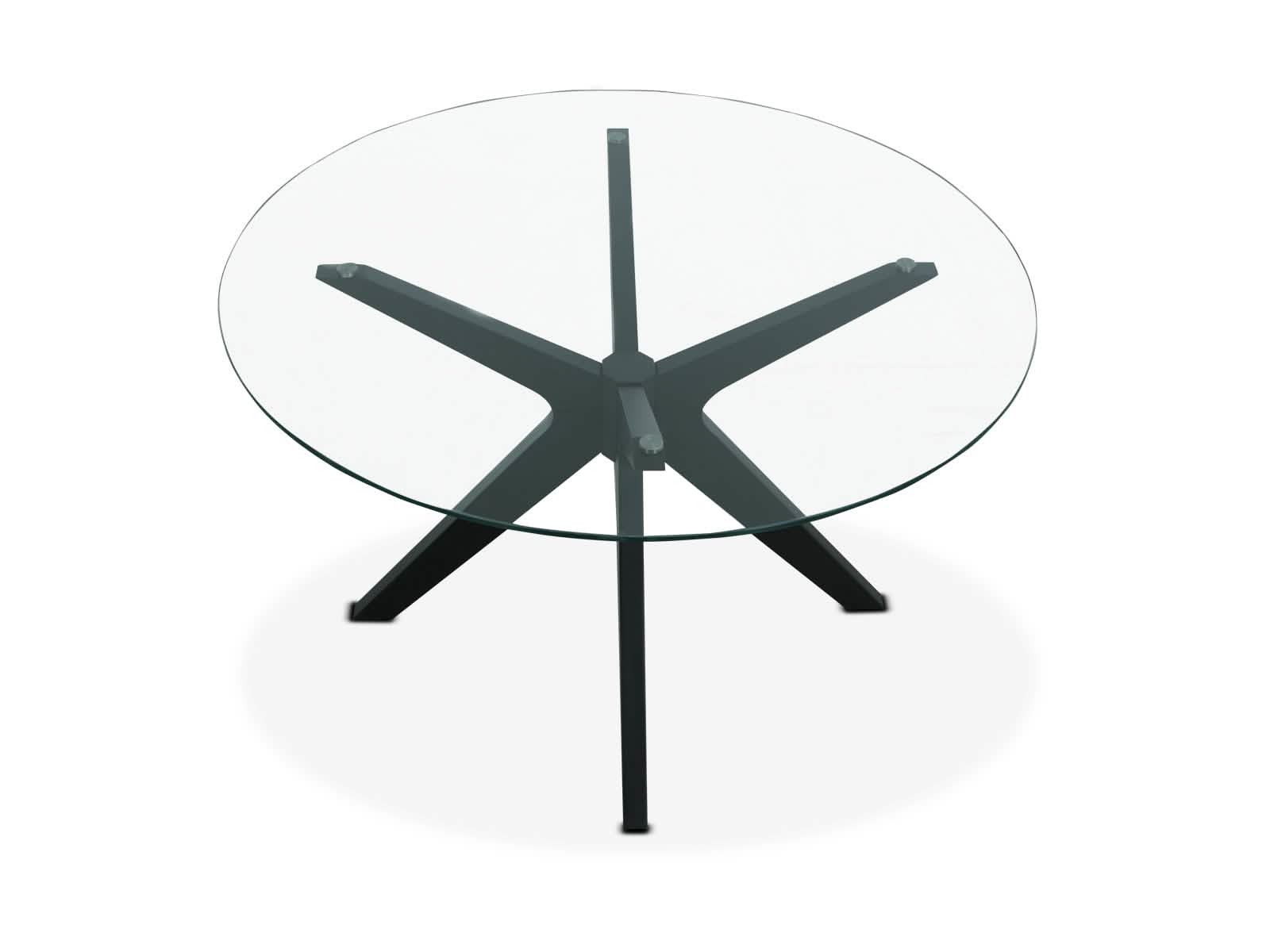 Mesa Comedor Circular Bacoli Vidrio Patas Negras