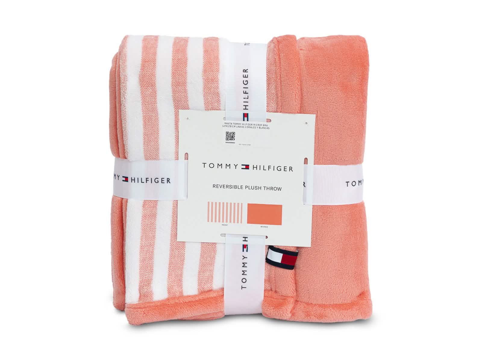 Manta Tommy Hilfiger  #Color_Lineas Corales Blancas