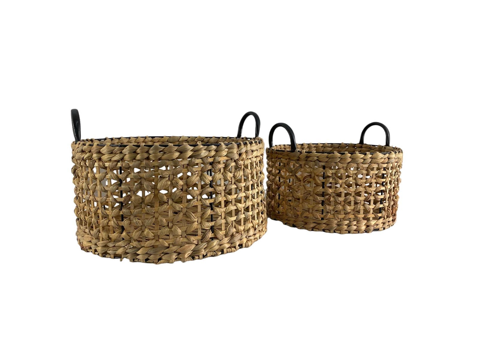 Set X2 Cestos Decorativos Fibra Natural 33Cm Café
