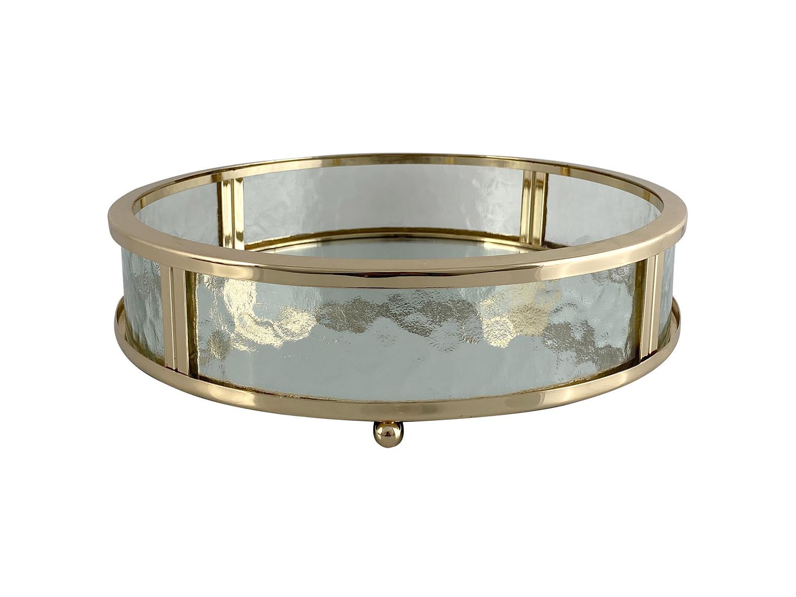 Centro De Mesa Vidrio 30Cm Dorado