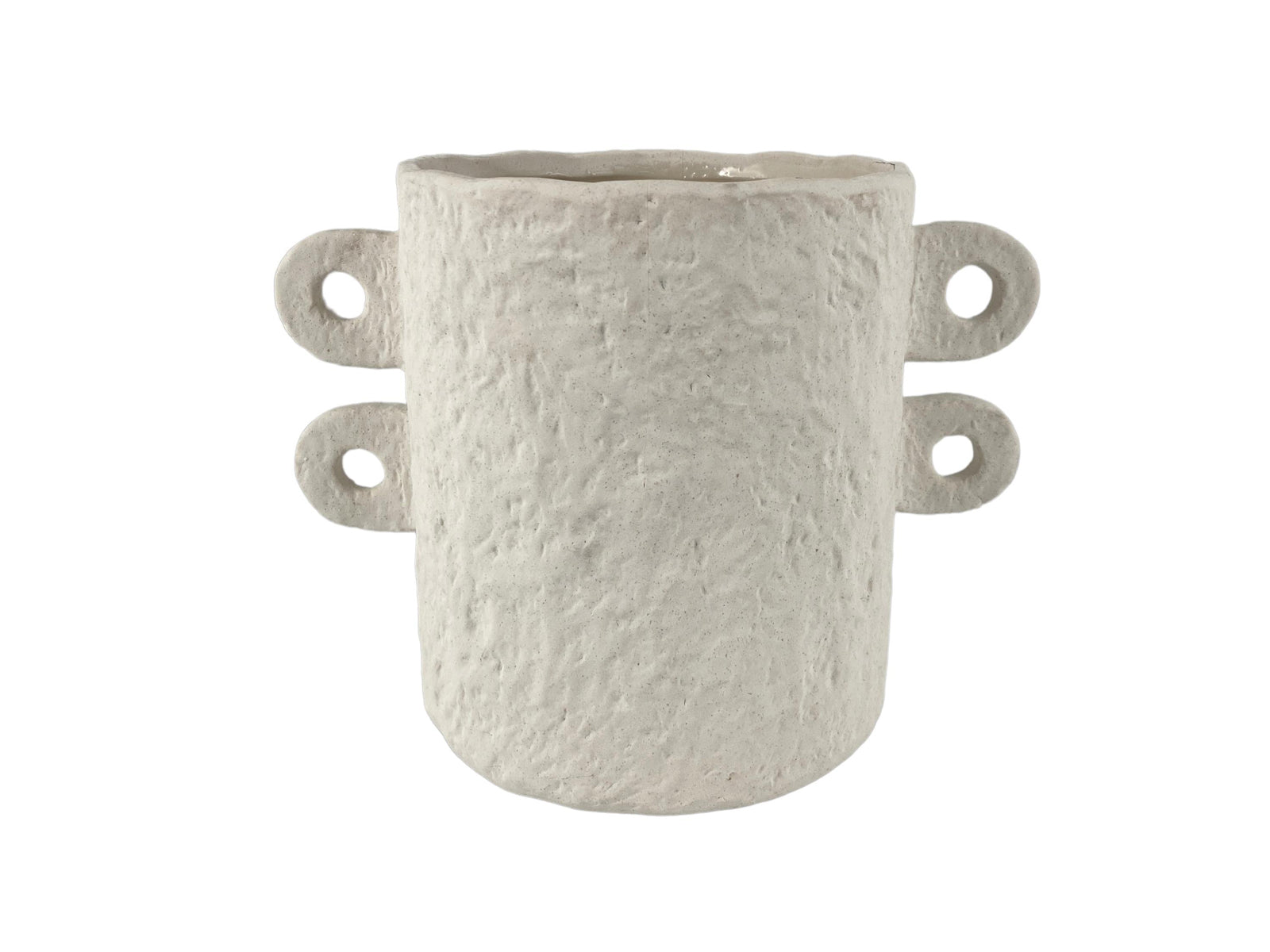 Florero Ceramica Blanca Con Mangos 23 Cm