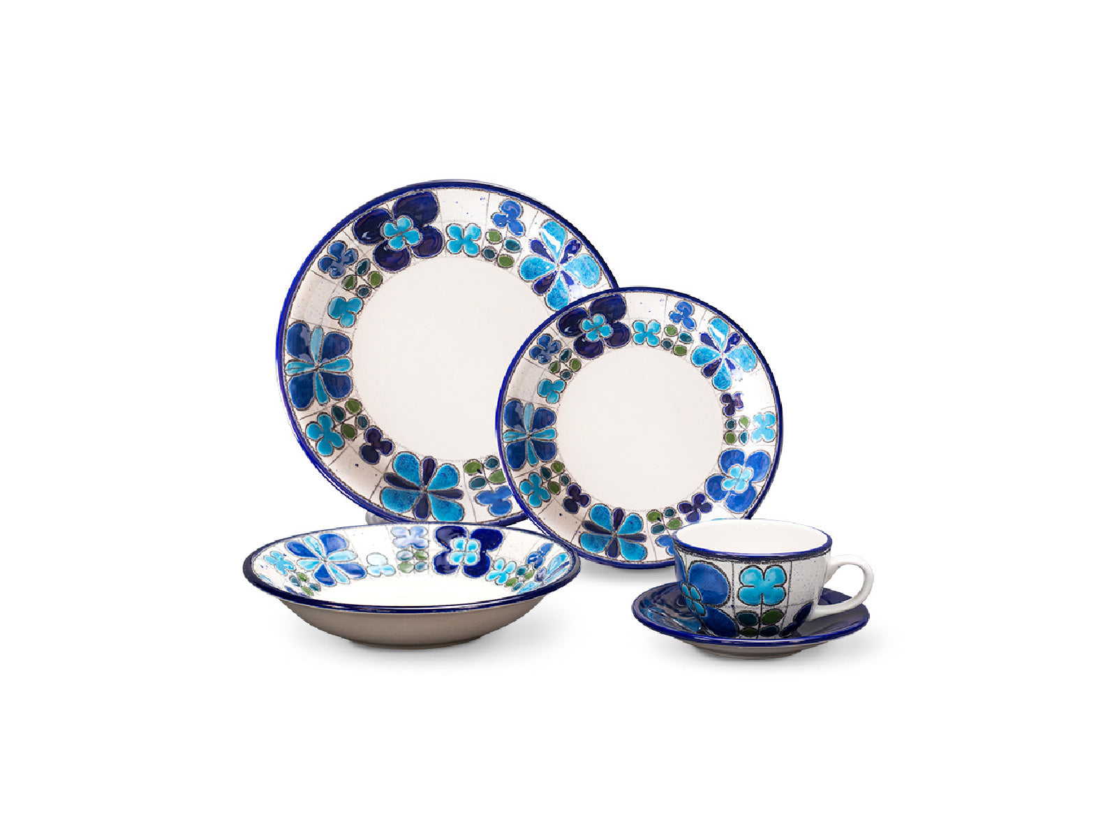 Vajilla Vega Floral Azul 4 Puestos Artesa