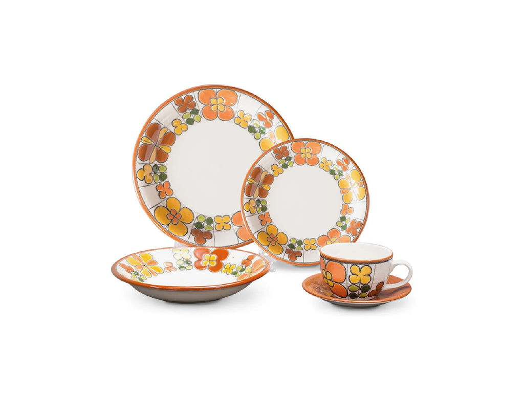 Vajilla Vega Floral Naranja Puestos Artesa Colineal Ecuador