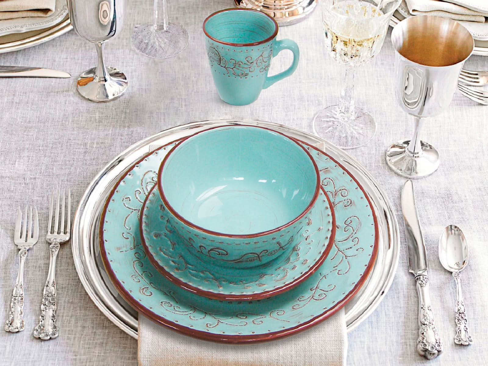 Vajilla Marrakesh Menta 4 Puestos Artesa
