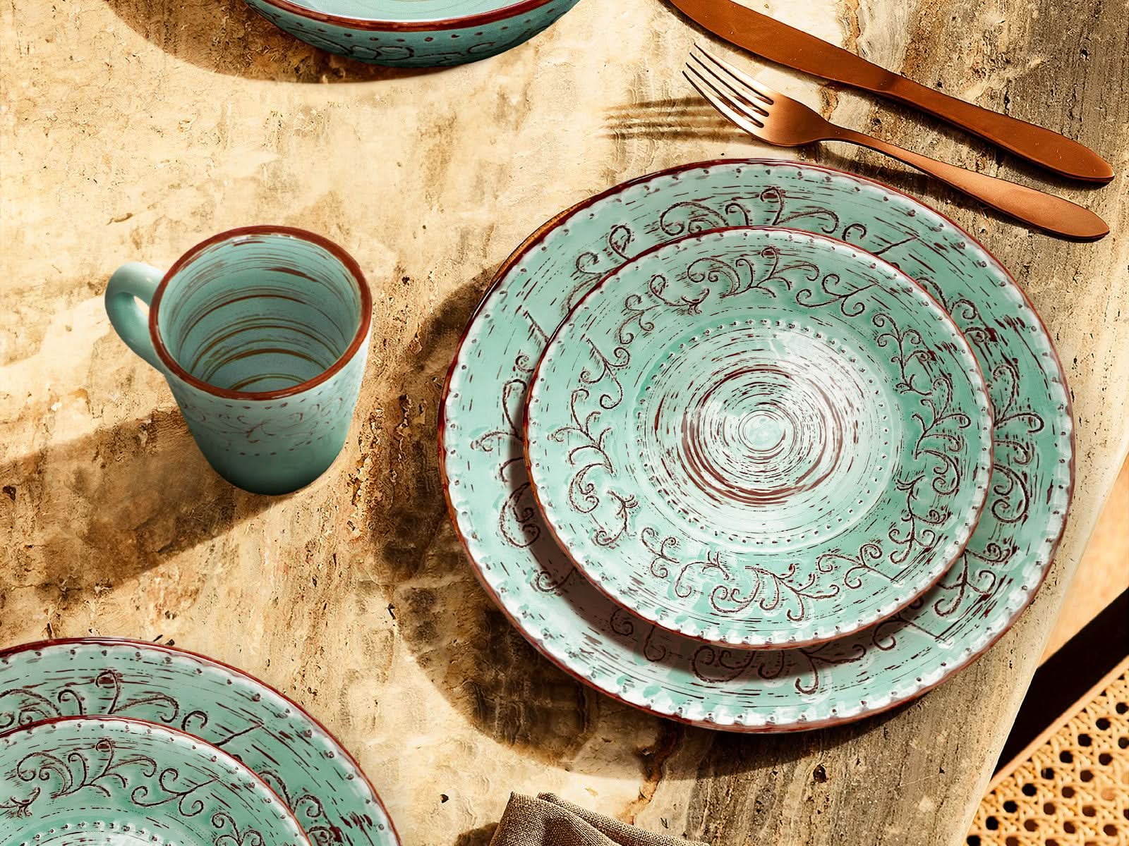 Vajilla Marrakesh Menta 4 Puestos Artesa