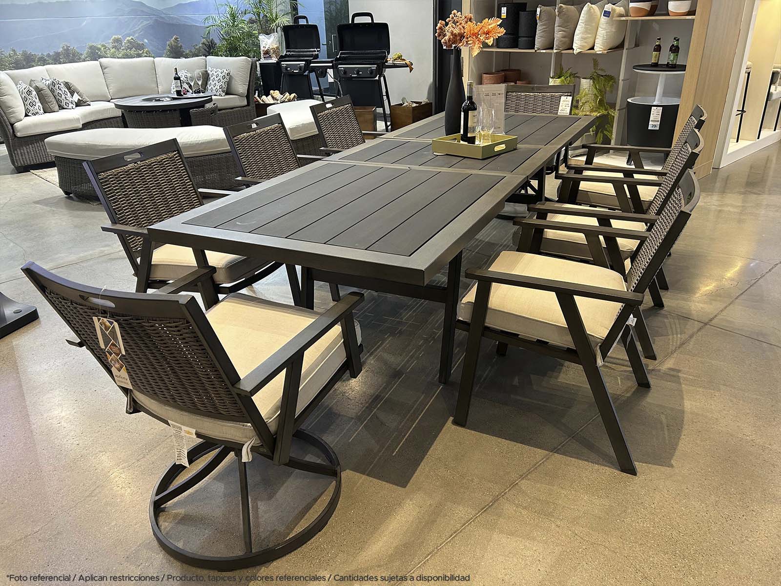 Mesa Comedor Addisson Outdoor + 8 Butacas Gris