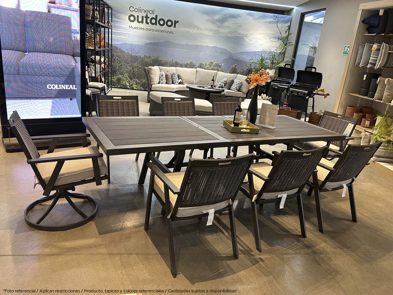 Mesa Comedor Addisson Outdoor + 8 Butacas Gris