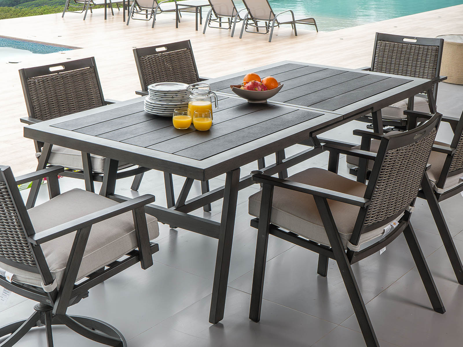 Mesa Comedor Addisson Outdoor + 8 Butacas Gris