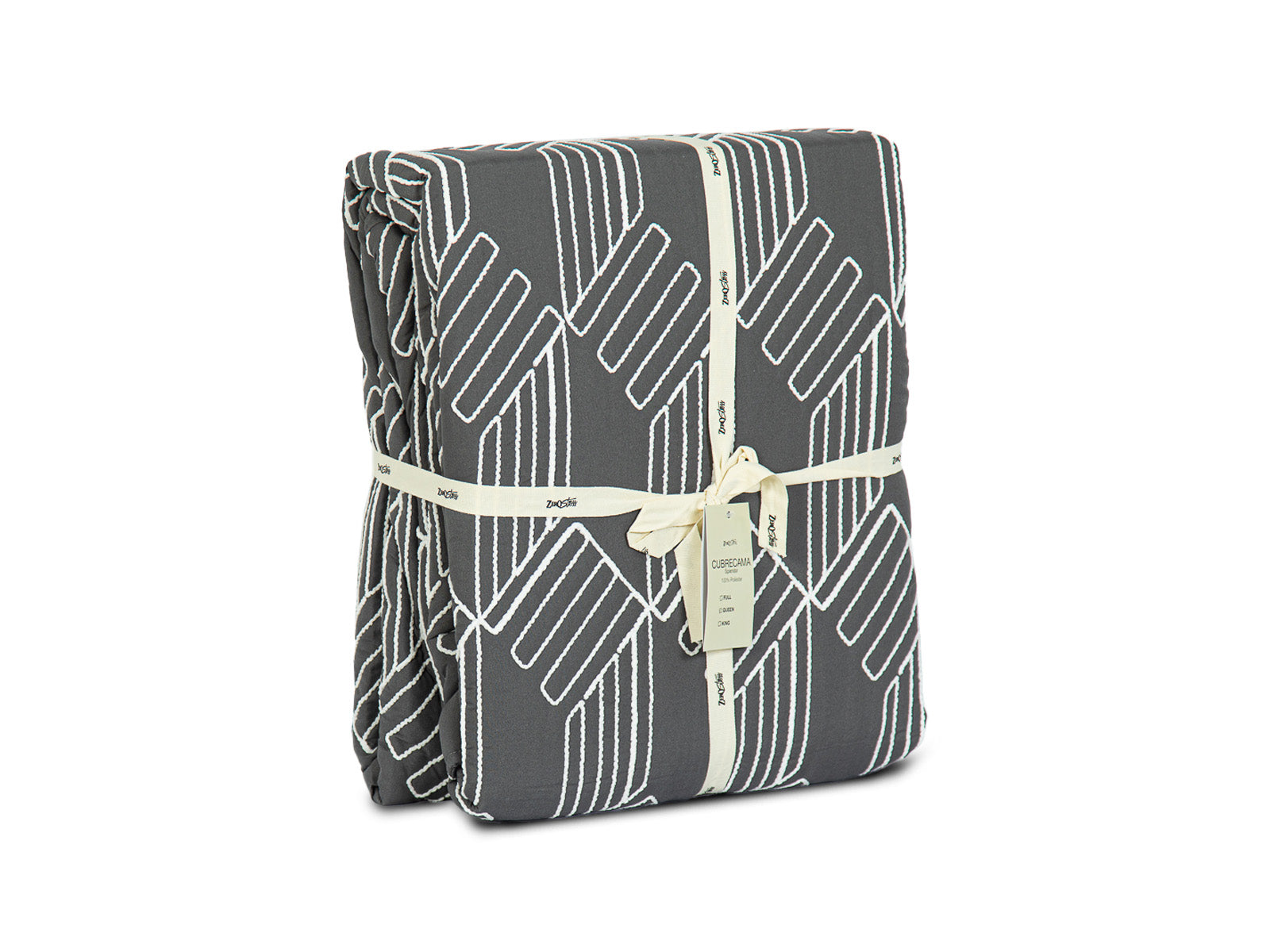Cubrecama Splendor #Diseño_Gris con Rayas