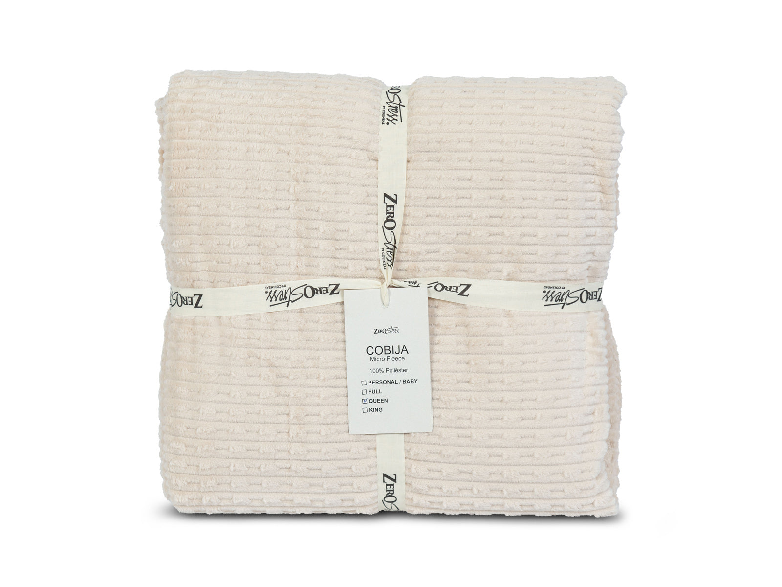 Cobija Glam Microfleece Lineas Texturizadas Queen #Color_Wheat