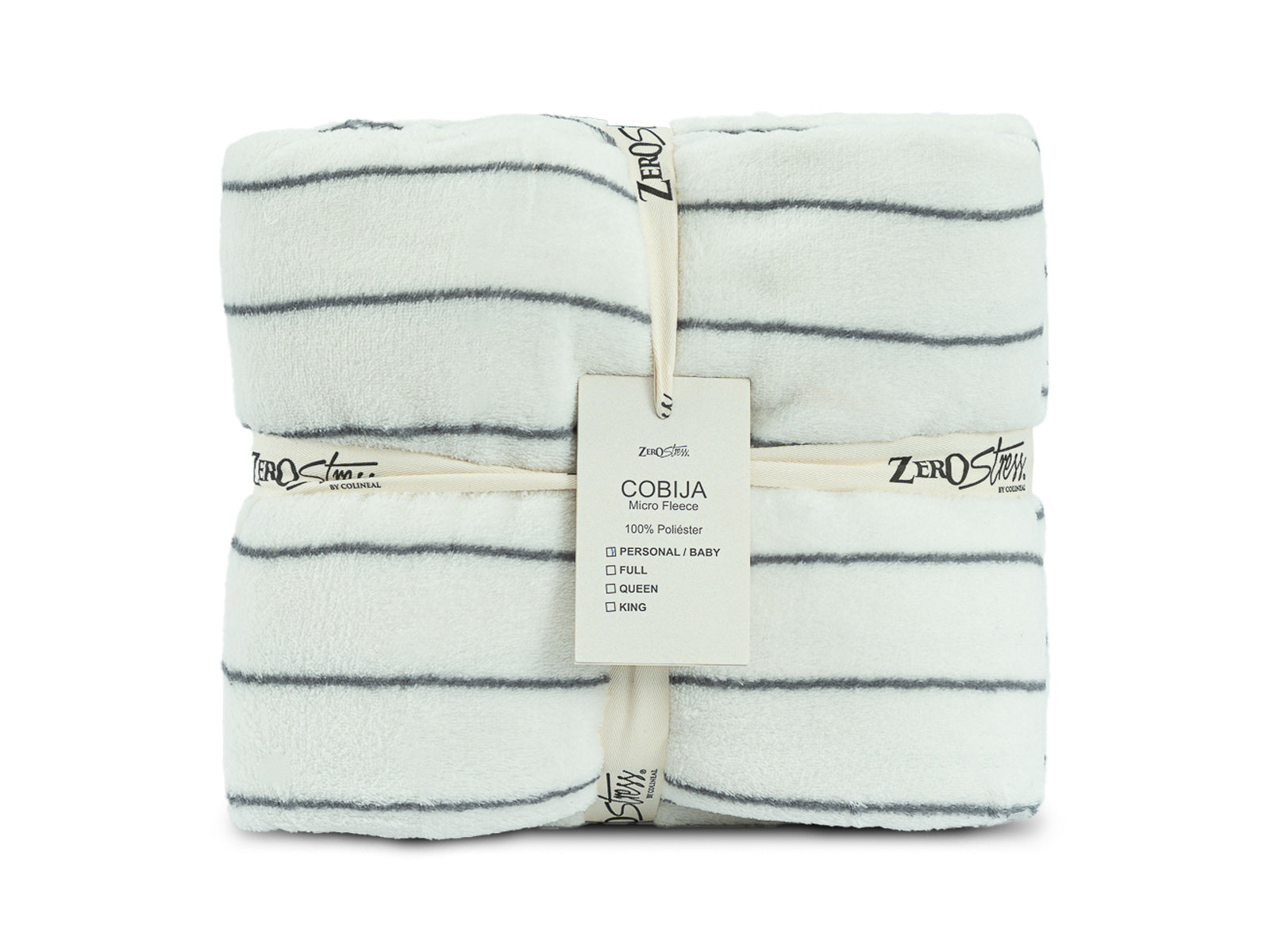 Cobija Glam Microfleece Personal #Color_WhiteGrayStripes