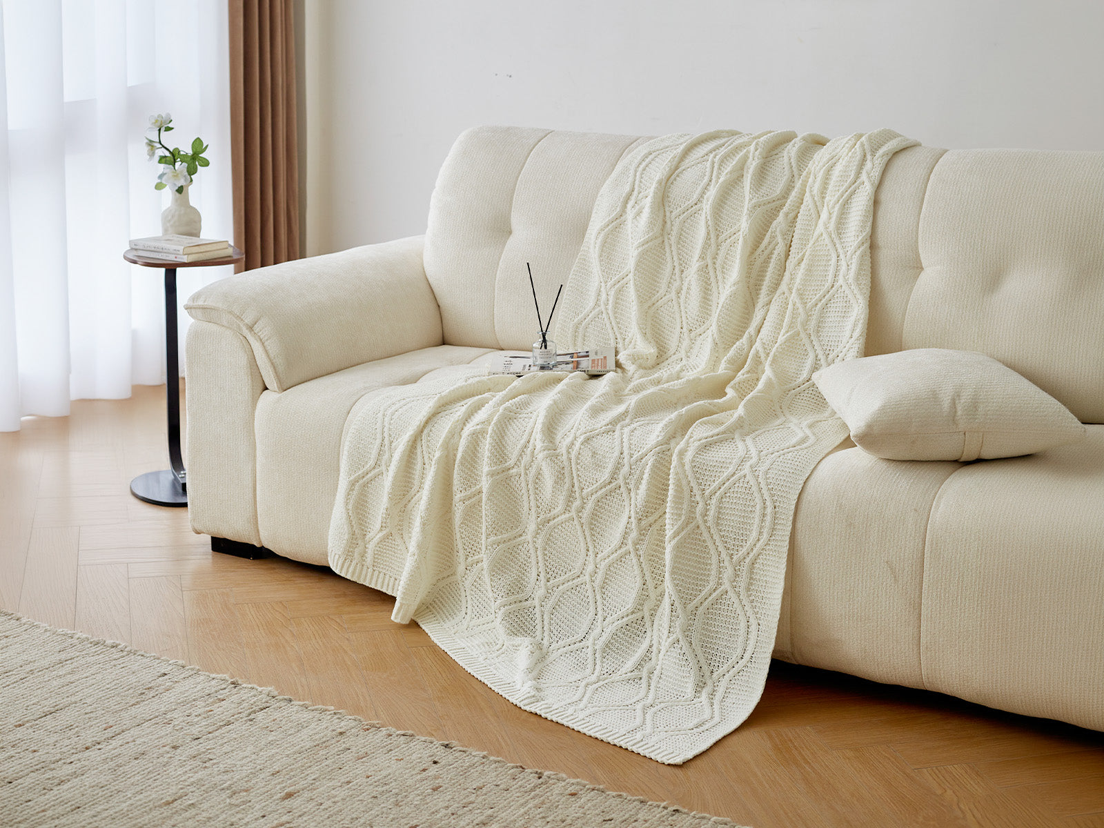 Manta Decorativa Elsa Chenille #Color_Blanco