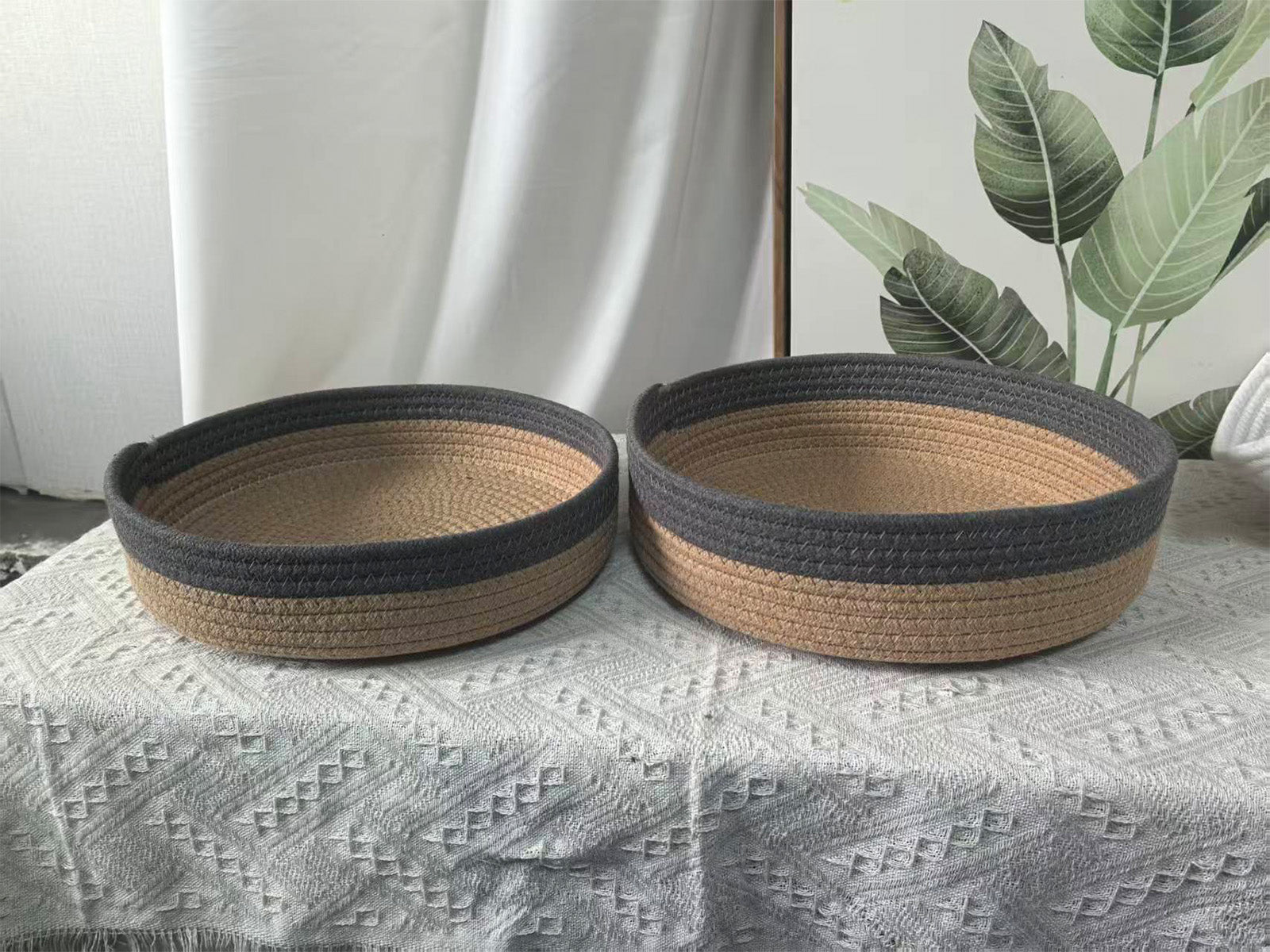 Cesto Decorativo Woody Redondo Gris Oscuro