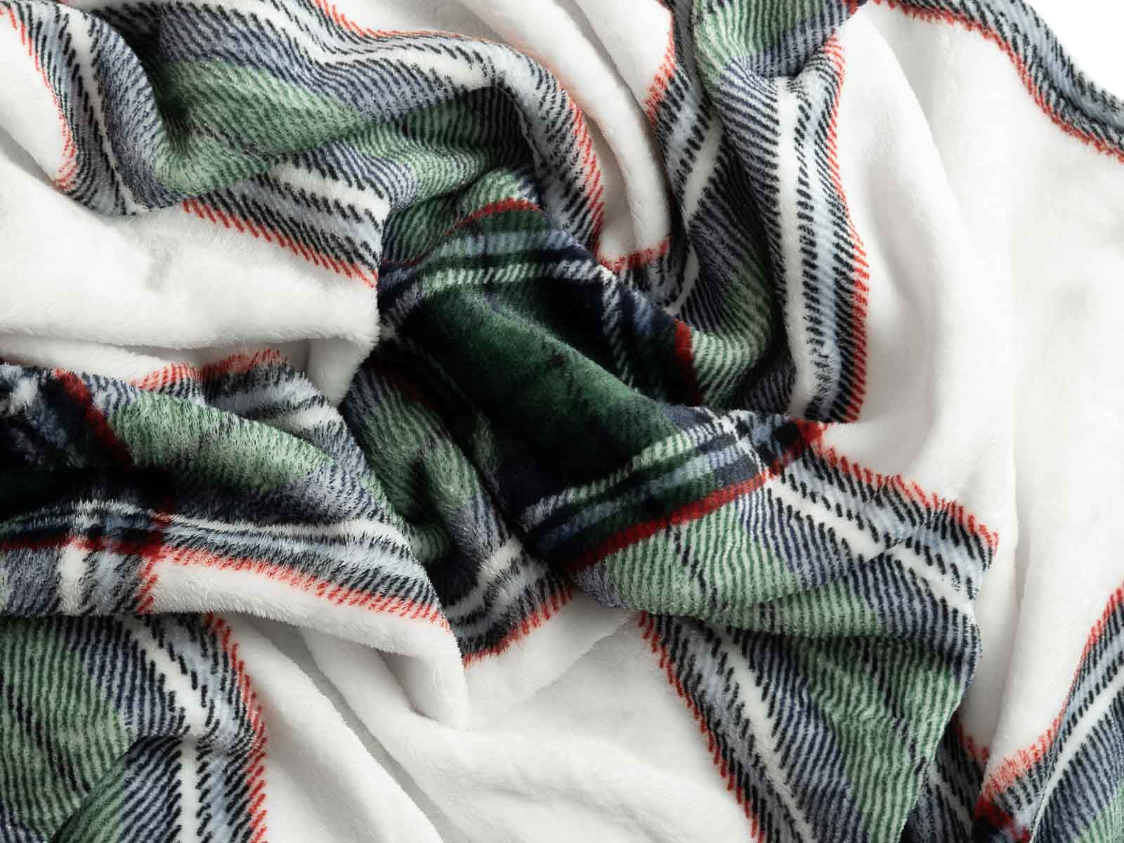 Cobija Glam Microfleece Personal #Color_BlancoVerdeAzulCuadros