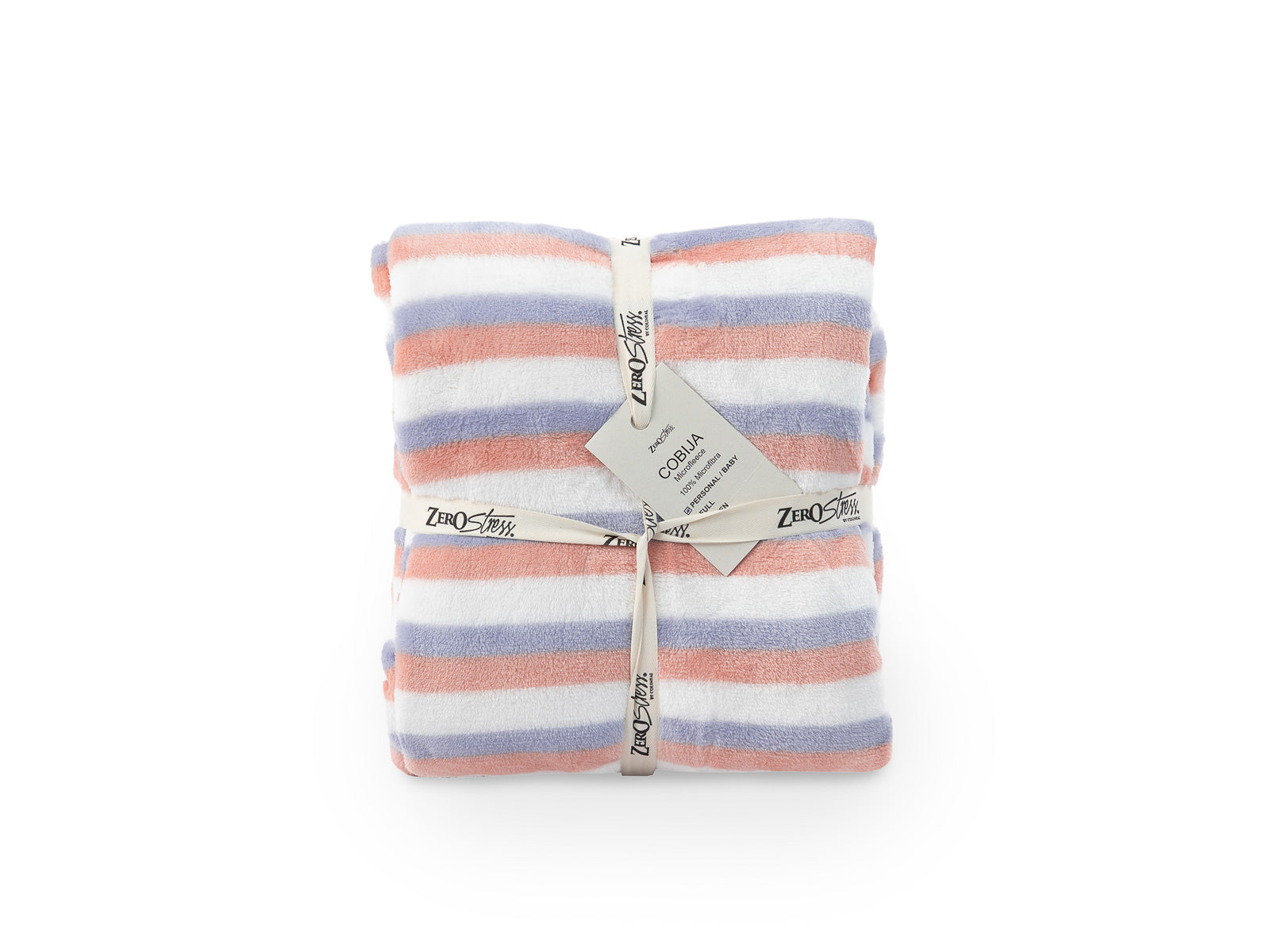 Cobija Glam Microfleece Personal #Color_BlancoMelonLilaRayas