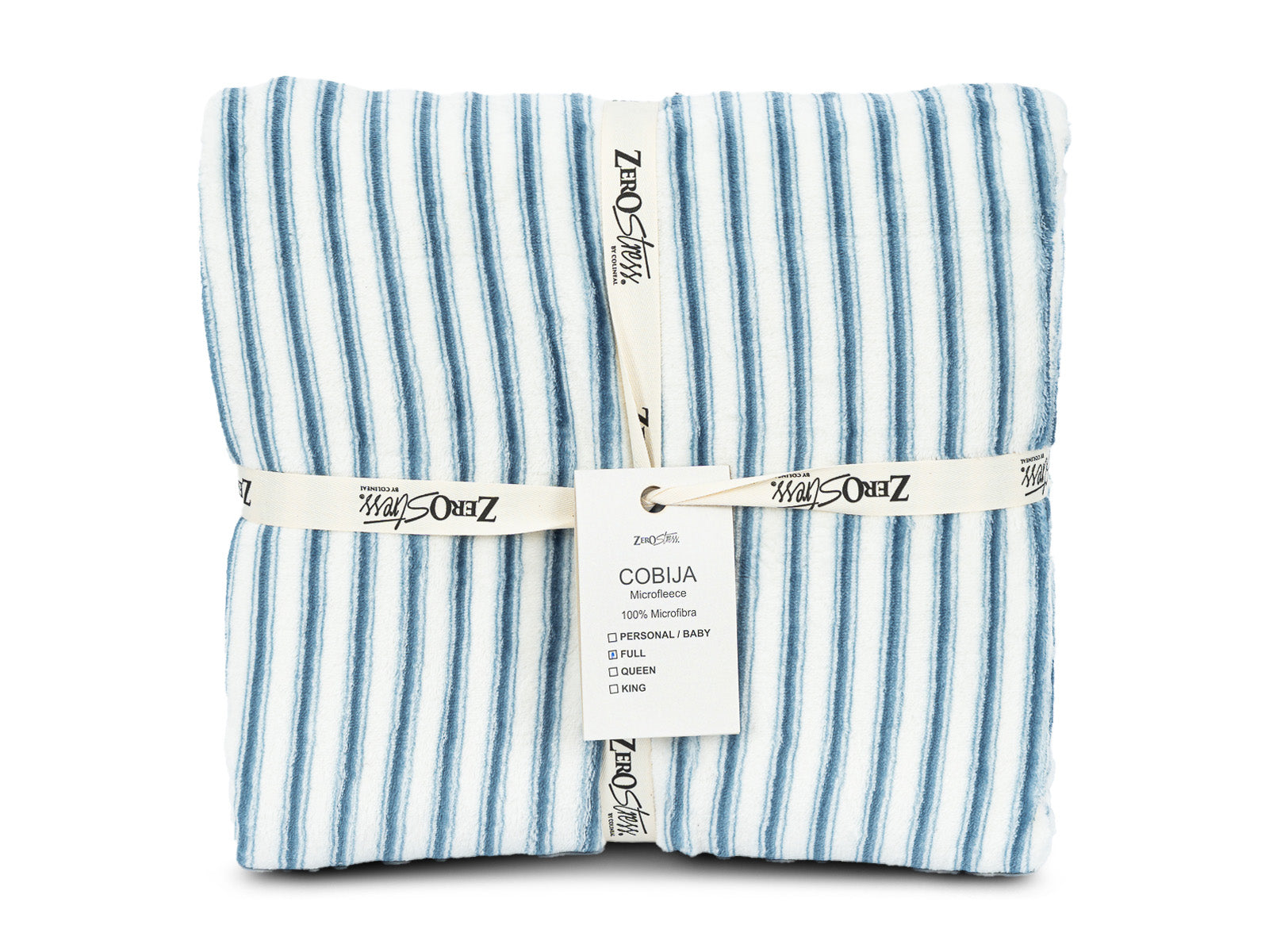 Cobija Glam Microfleece Full #Color_BlancoAzulRayas