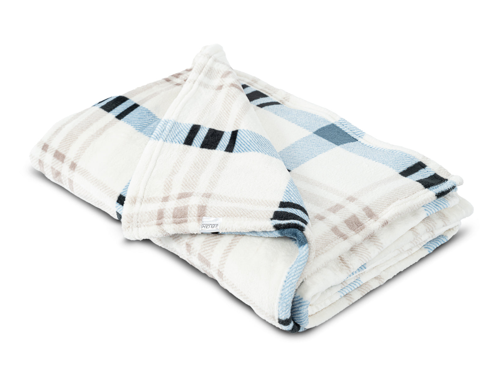 Cobija Glam Microfleece King #Color_BeigeAzulCuadros